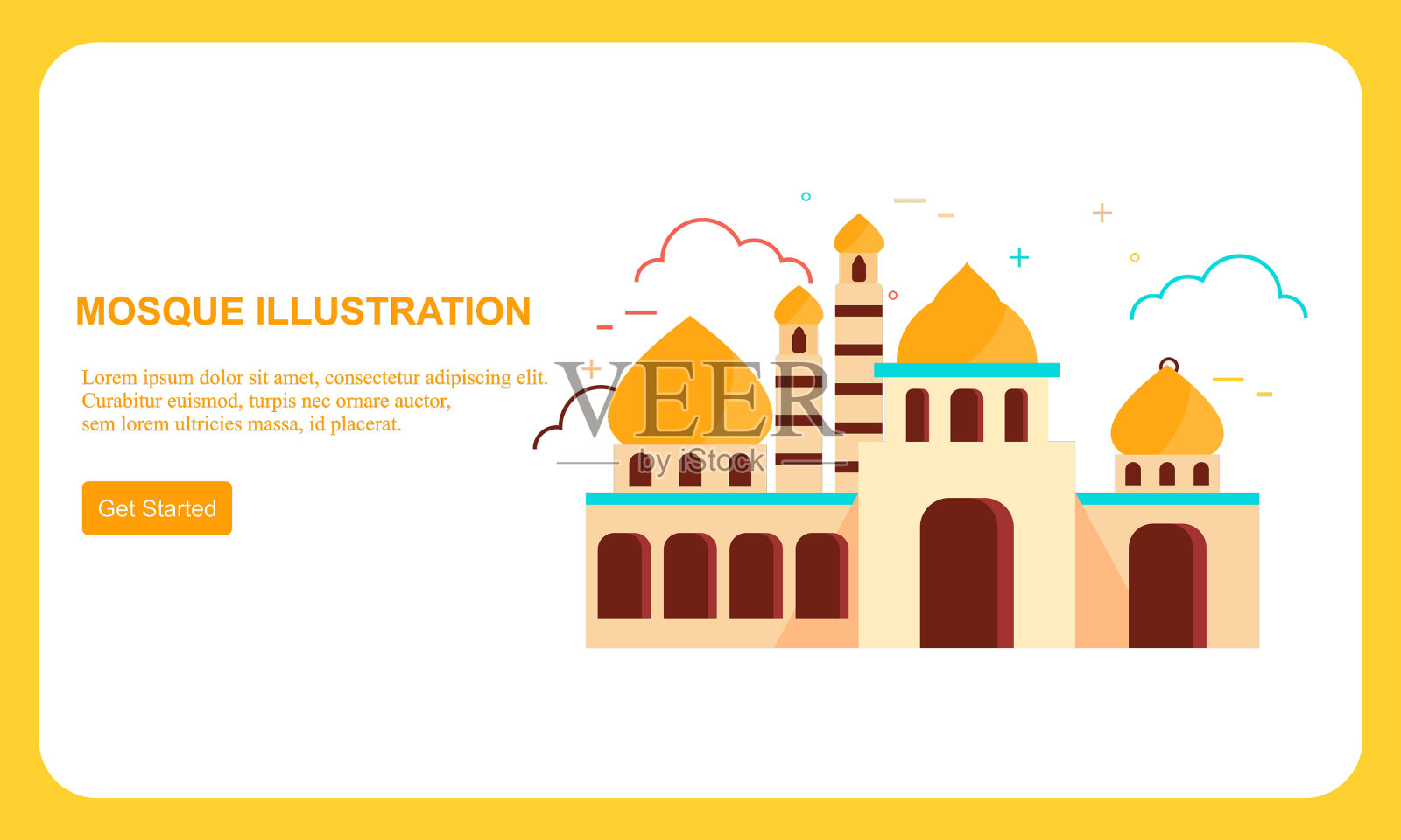 伊斯兰清真寺建筑平面设计插画图片素材