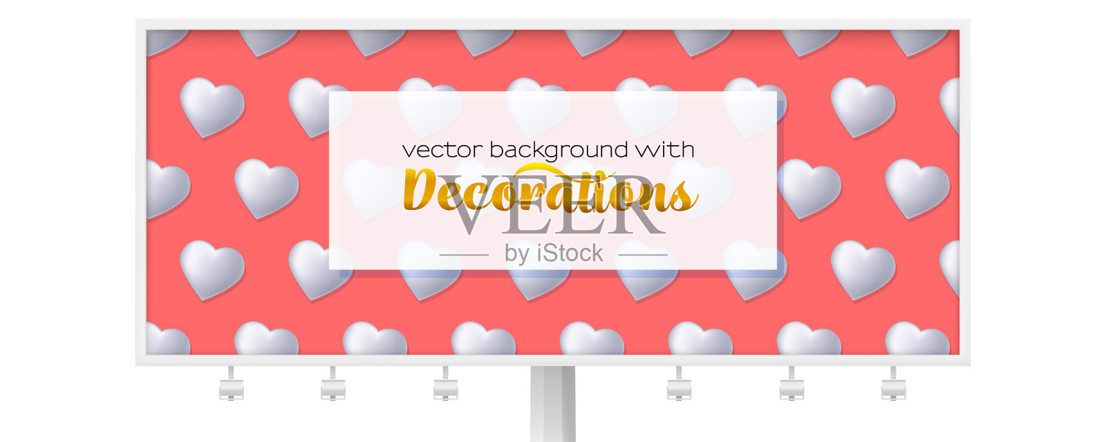 白色心形图案的广告牌插画图片素材