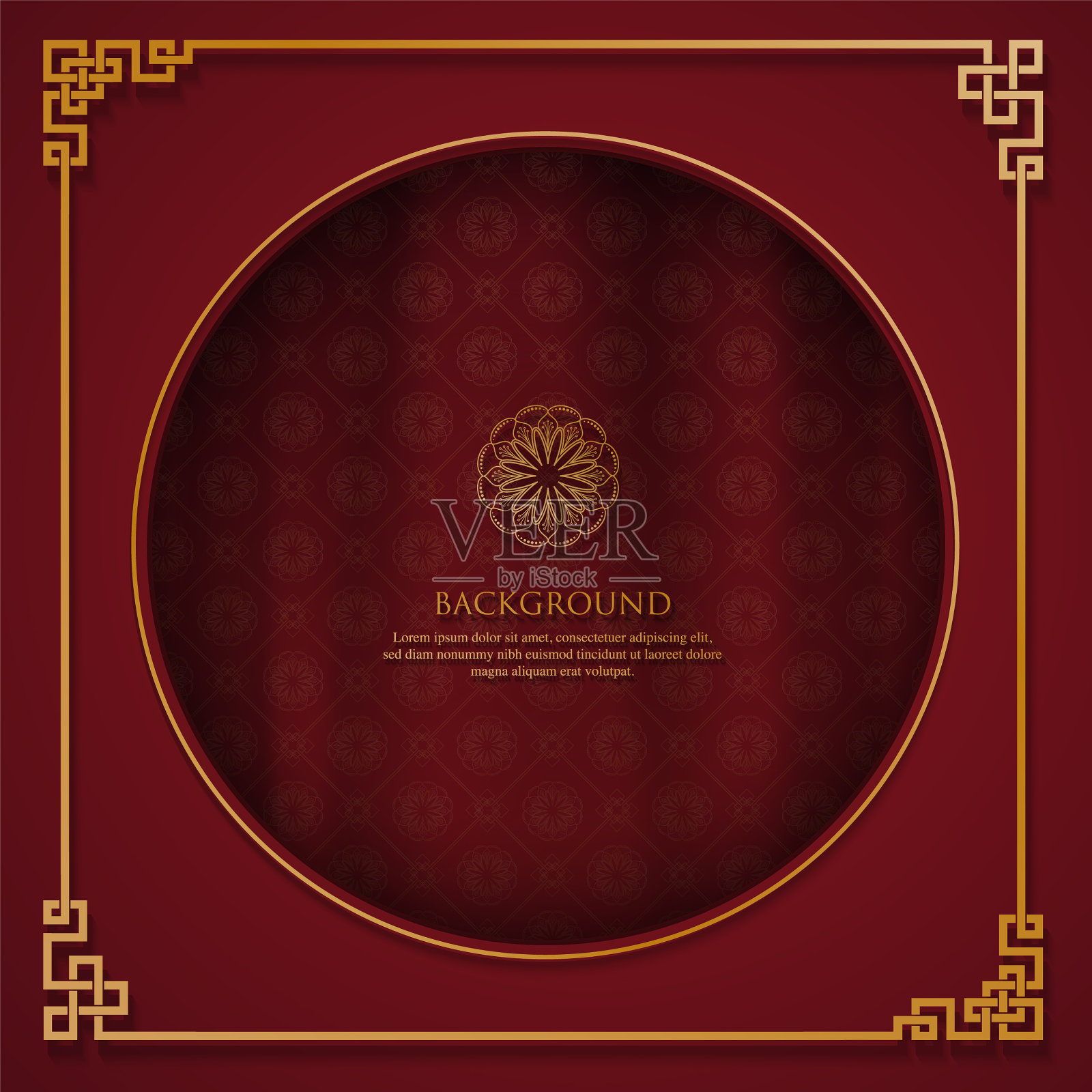 传统的中国图案与黄金装饰插画图片素材