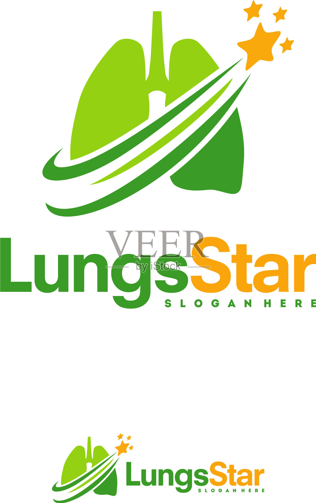 健康肺标志模板概念肺星插画图片素材