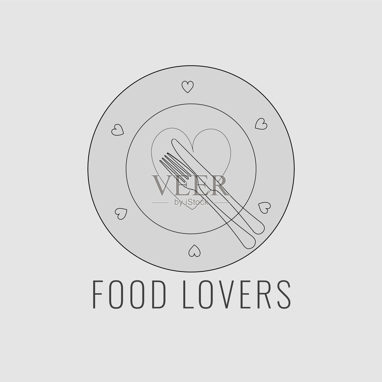 美食爱好者标志设计插画图片素材