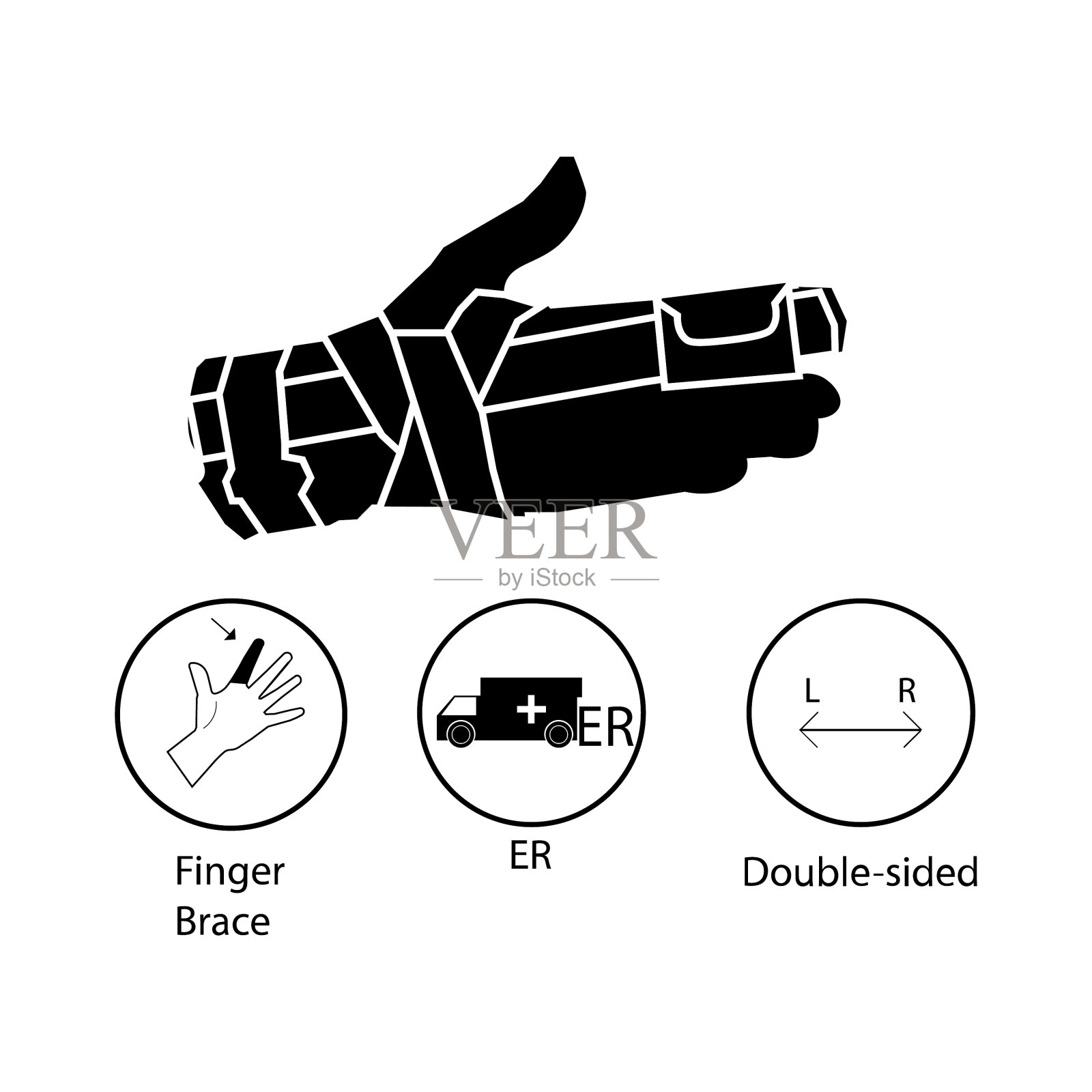 带绷带标志的手插画图片素材