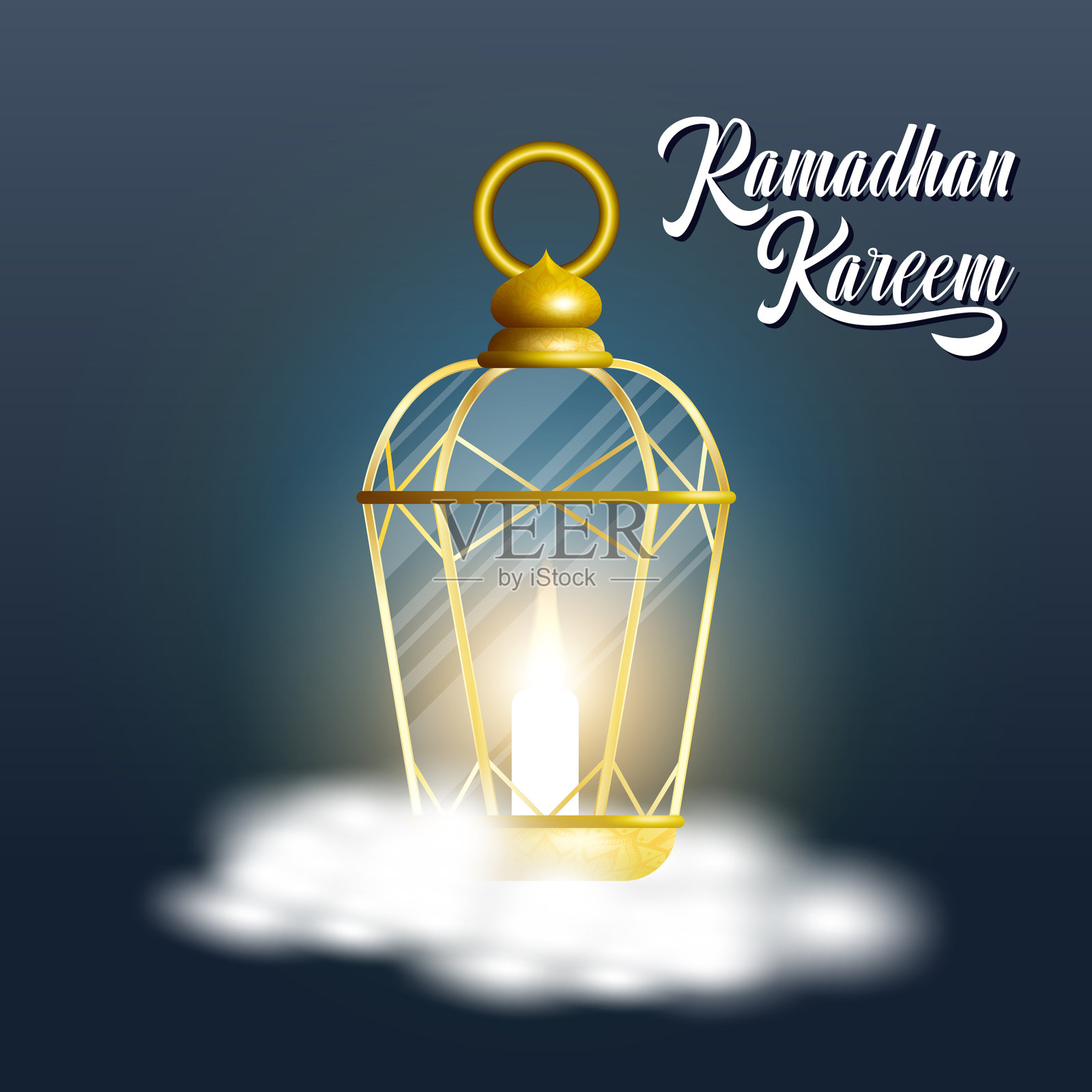 照亮的灯在斋月卡里姆慷慨插画图片素材