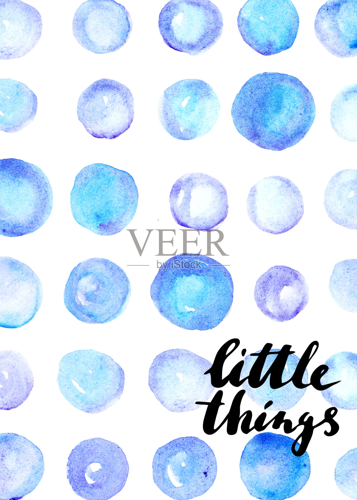 手暗水彩泡沫在蓝色插画图片素材