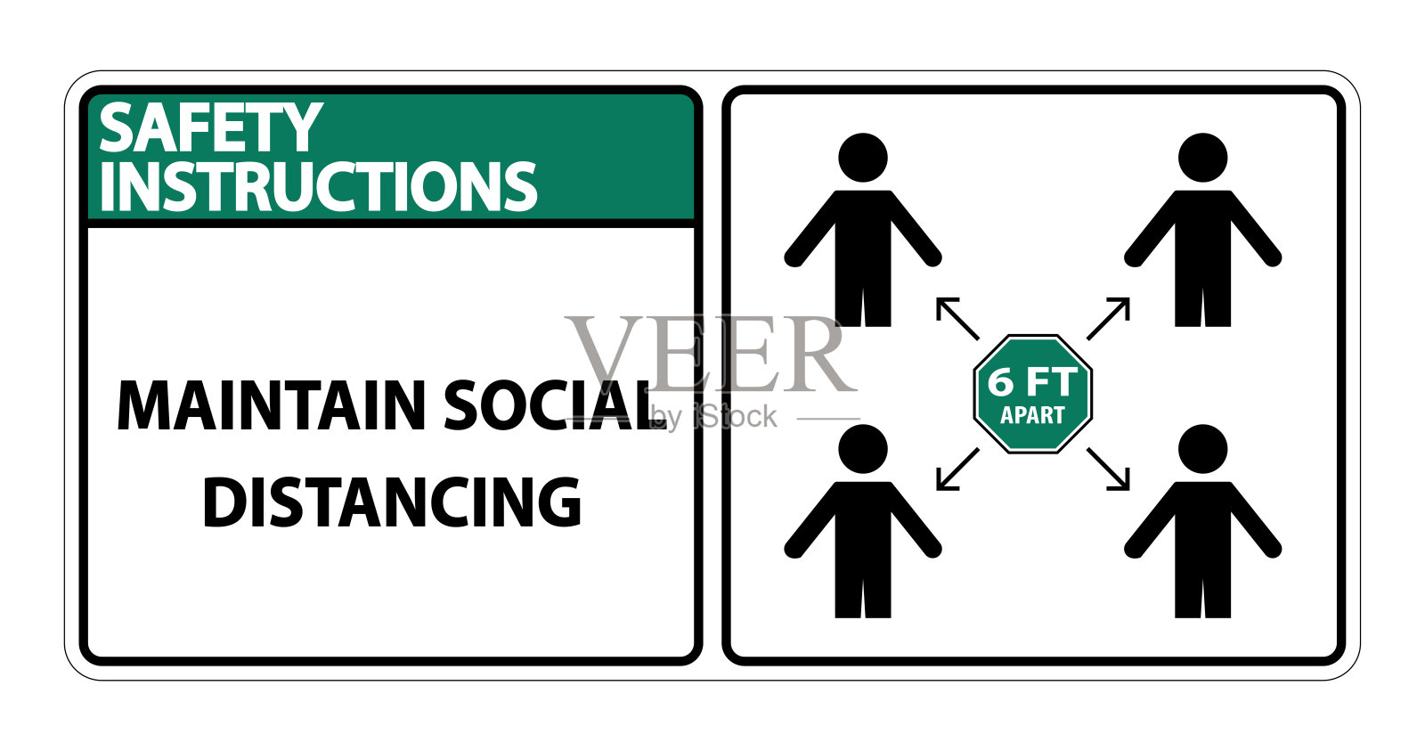 保持社交距离，保持6英尺的距离标志，冠状病毒COVID-19标志隔离在白色背景，向量插图EPS.10插画图片素材