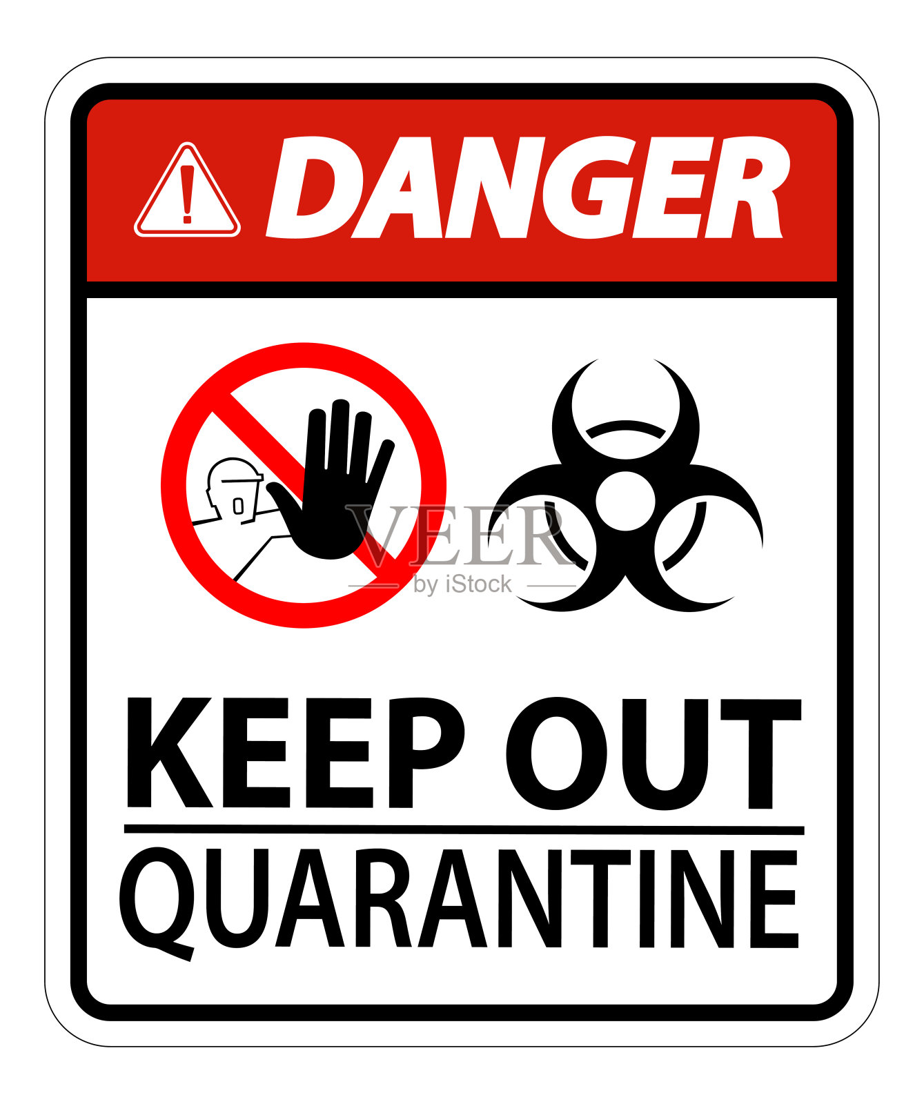 危险远离检疫标志隔离在白色背景，矢量插图EPS.10插画图片素材