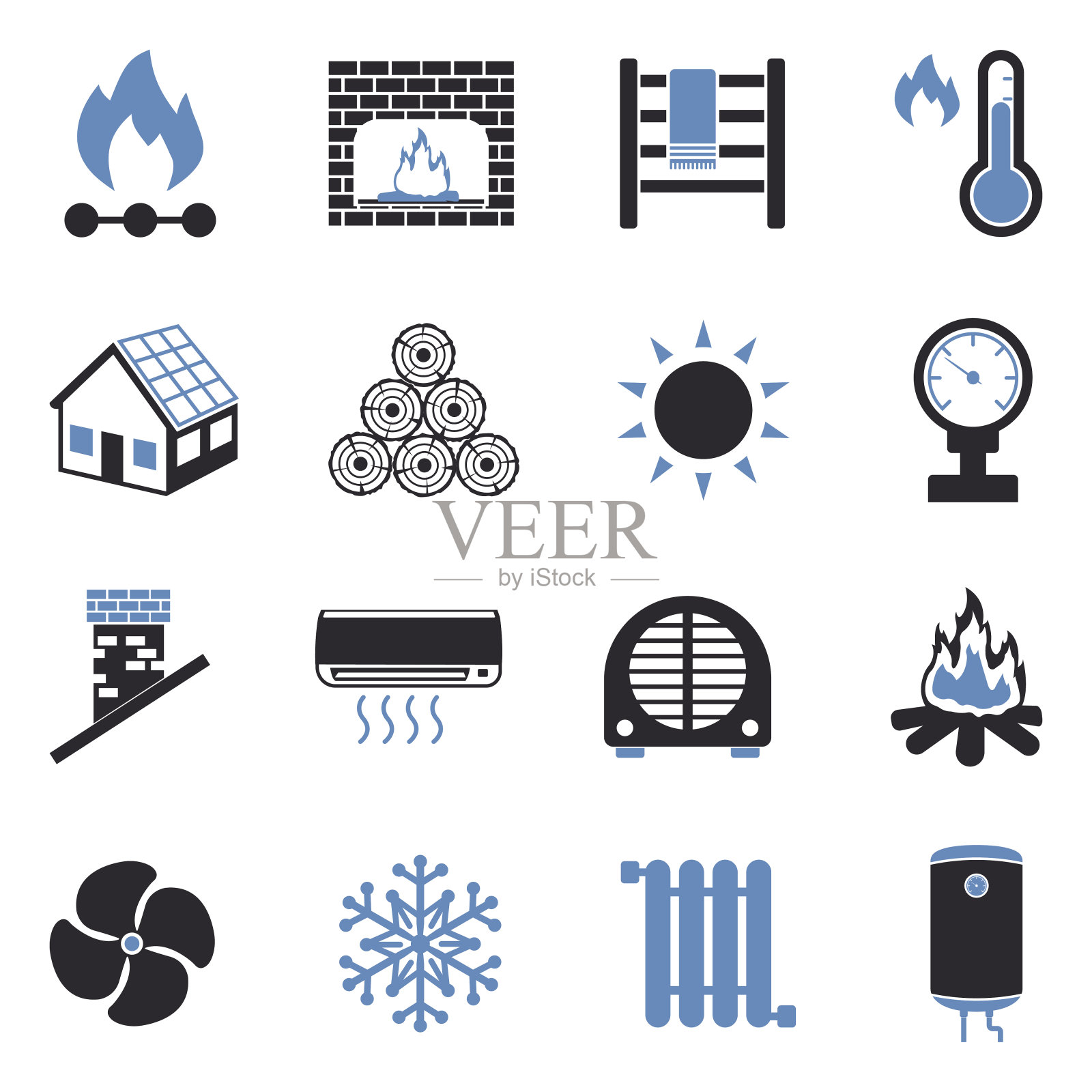 加热图标。双色调平面设计。矢量插图。图标素材