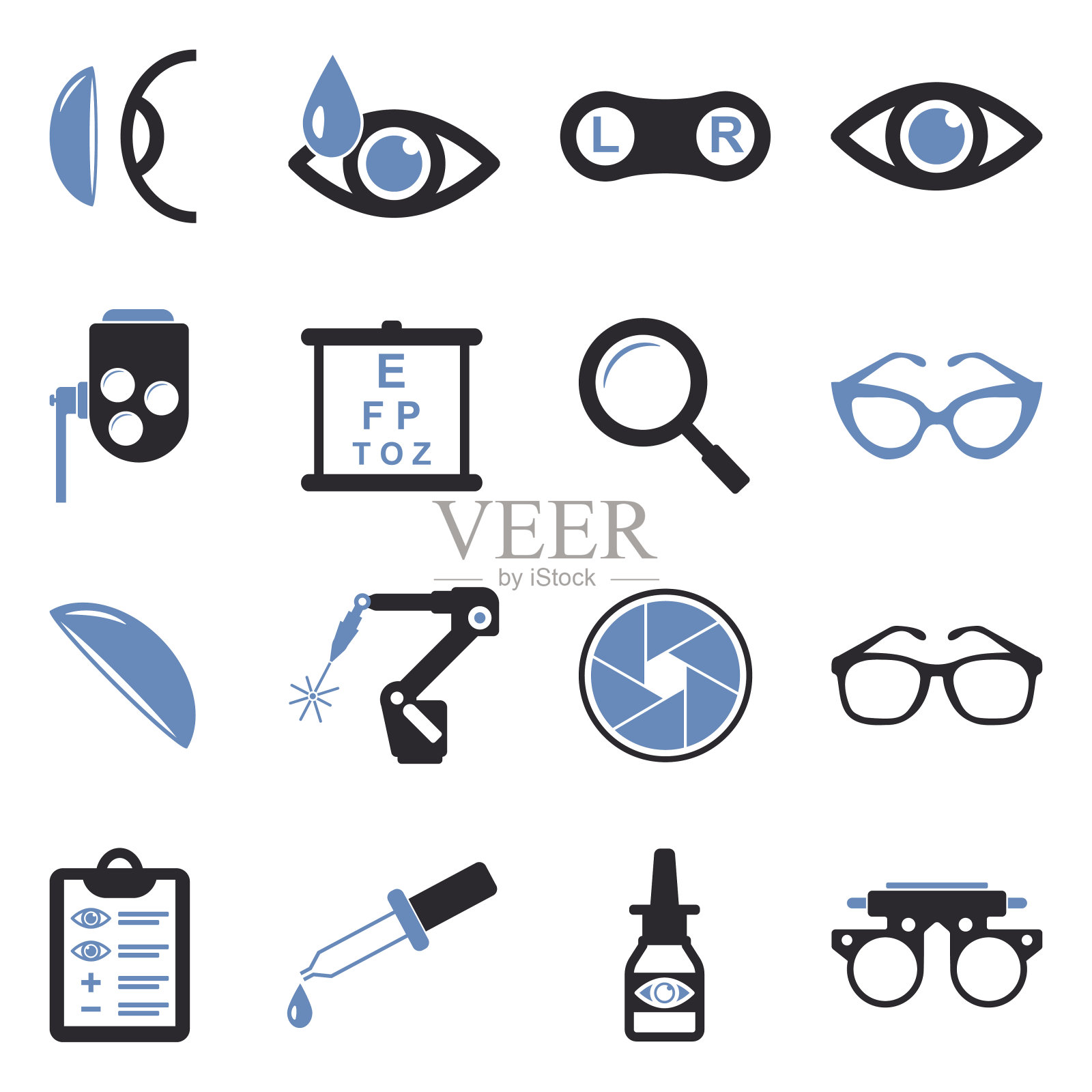 验光图标。双色调平面设计。矢量插图。插画图片素材