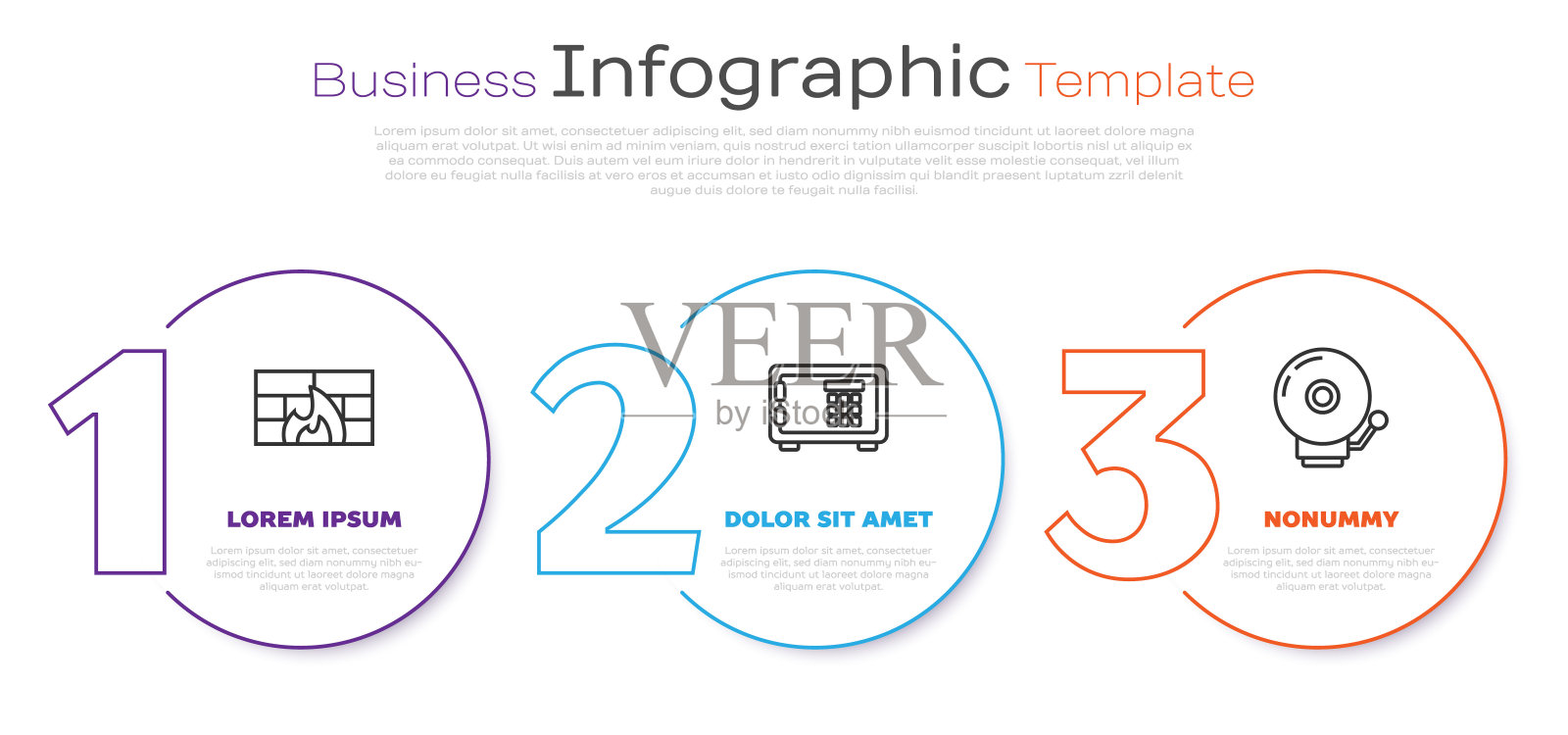 设置线路防火墙、安全墙、安全警铃。业务信息模板。向量设计模板素材