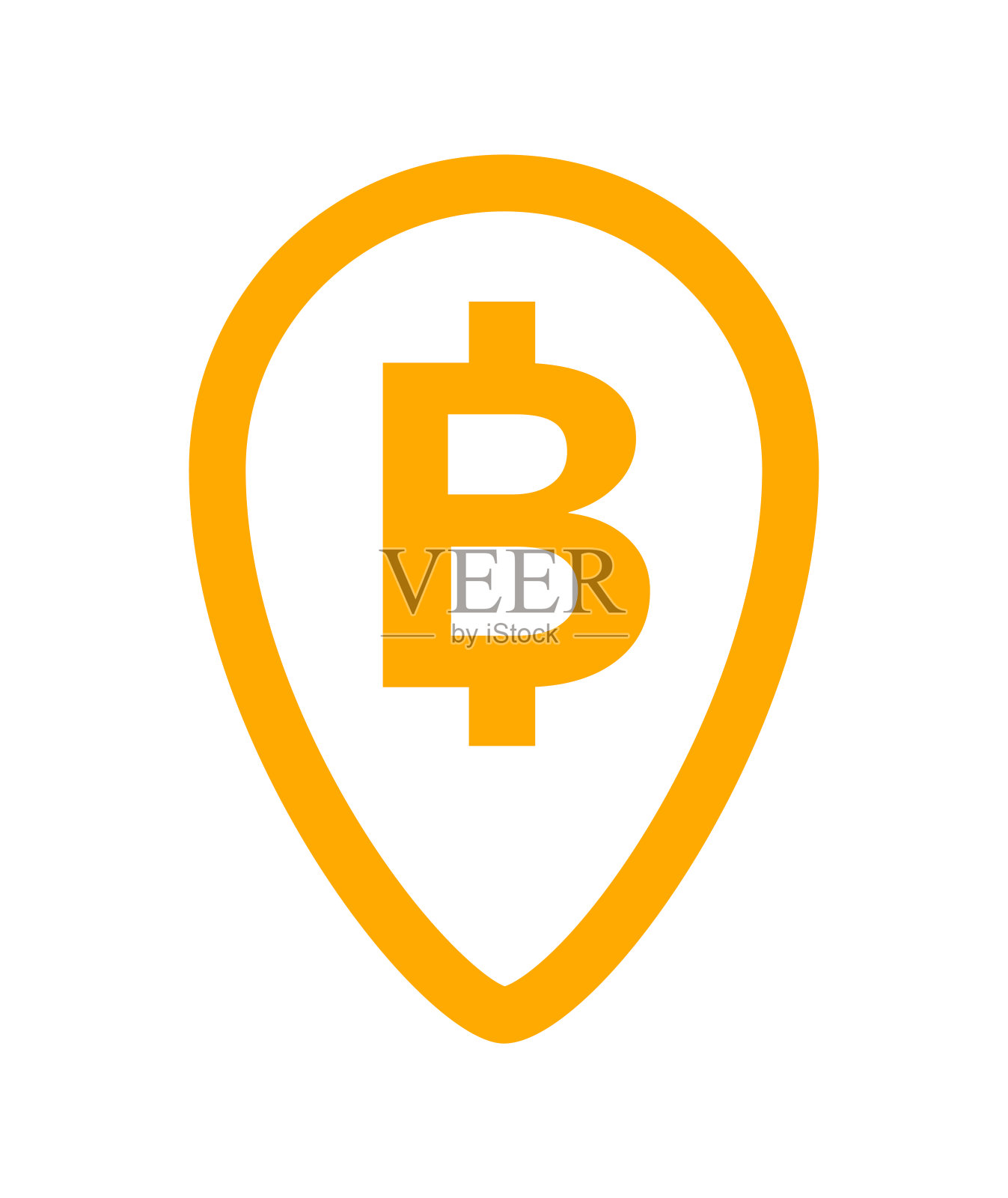 货币货币图标为针点符号，泰铢硬币泰铢为扁平图标风格，泰铢代币带有指针针符号，插图钞票泰铢奖章黄色橙色孤立在白色上插画图片素材