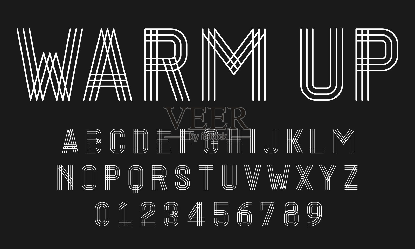 字符集字体现代设计与线条插画图片素材