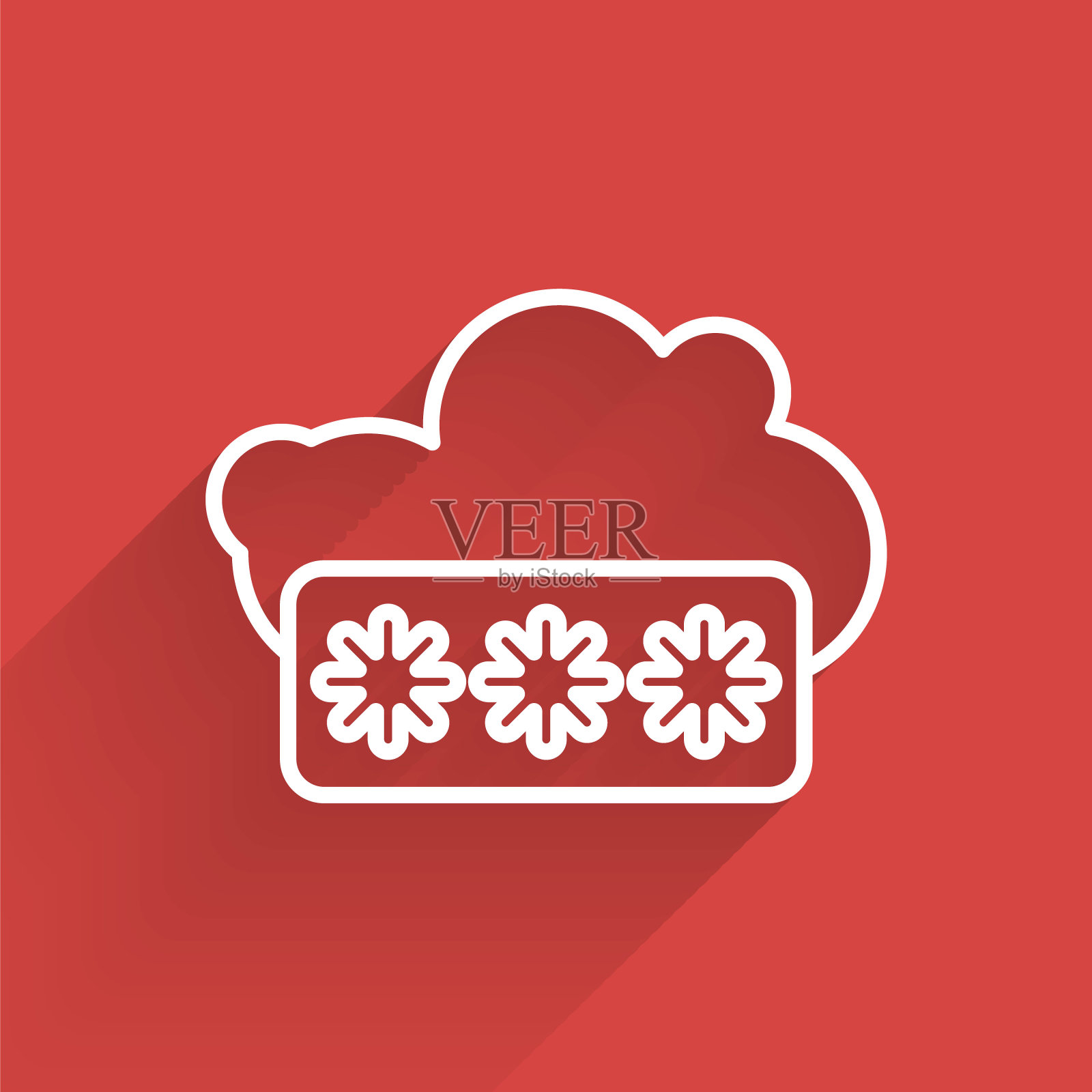 白线密码保护和安全访问图标隔离与长阴影。安全、安全、保护、隐私的理念。矢量图图标素材