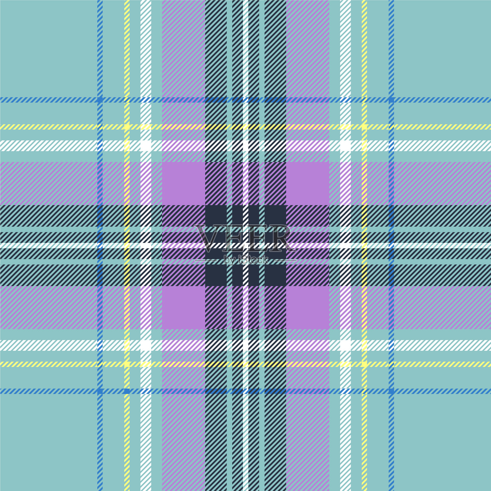 蓝色格子花呢色无缝图案插画图片素材