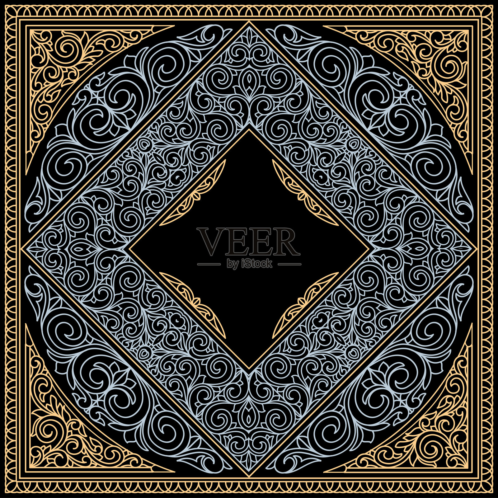 装饰华丽的复古设计卡插画图片素材