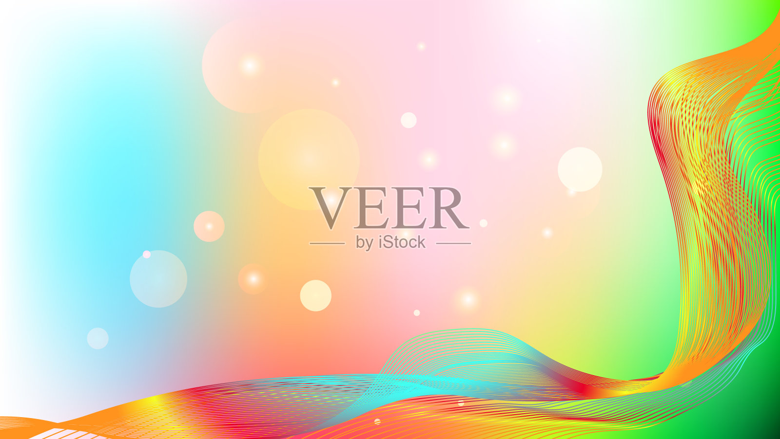 彩色背景上的抽象波浪。彩虹波浪线为宣传册，网站，传单设计。波频谱的颜色。插画图片素材