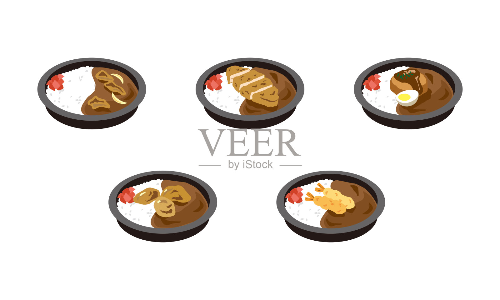 插图套外卖咖喱饭插画图片素材