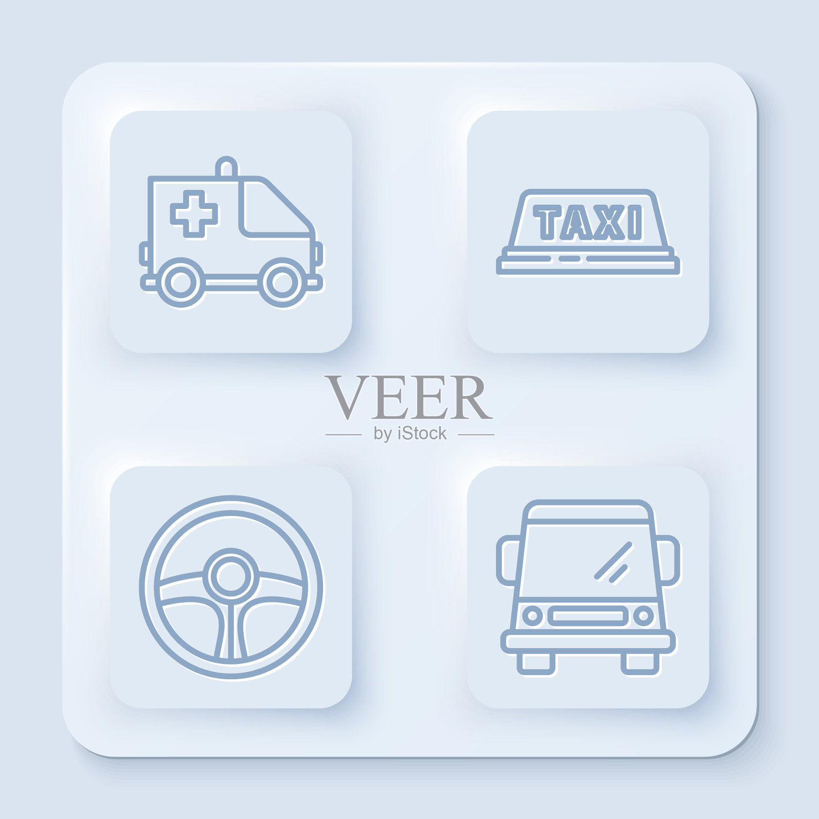 设置救护车和急救车，出租车图标素材
