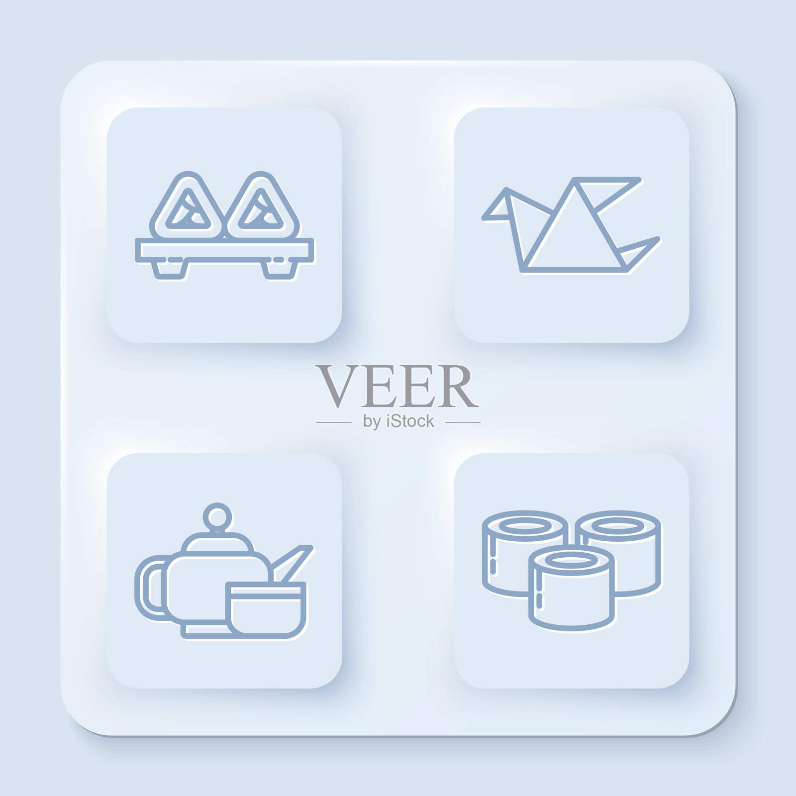 订线寿司在切板上折纸鸟图标素材