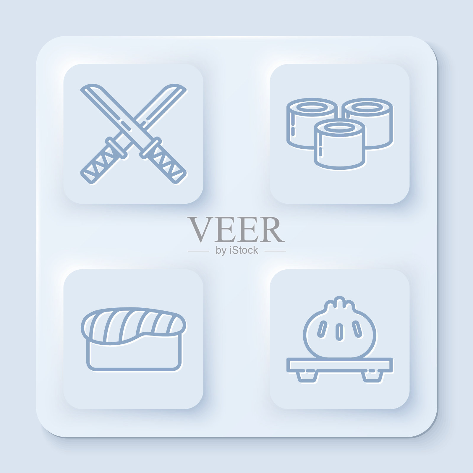 集日本传统武士寿司线寿司图标素材