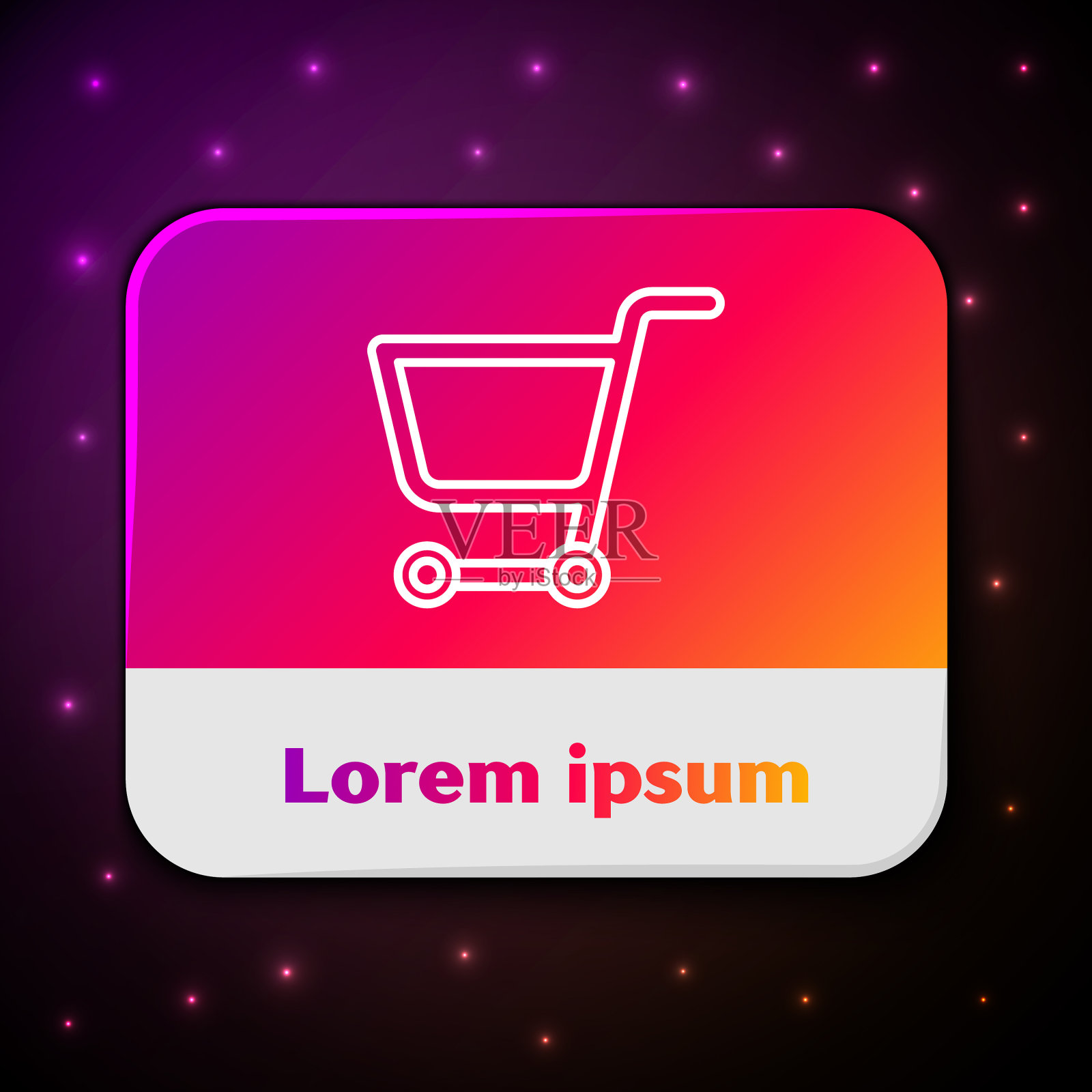 白线购物车图标孤立在黑色插画图片素材