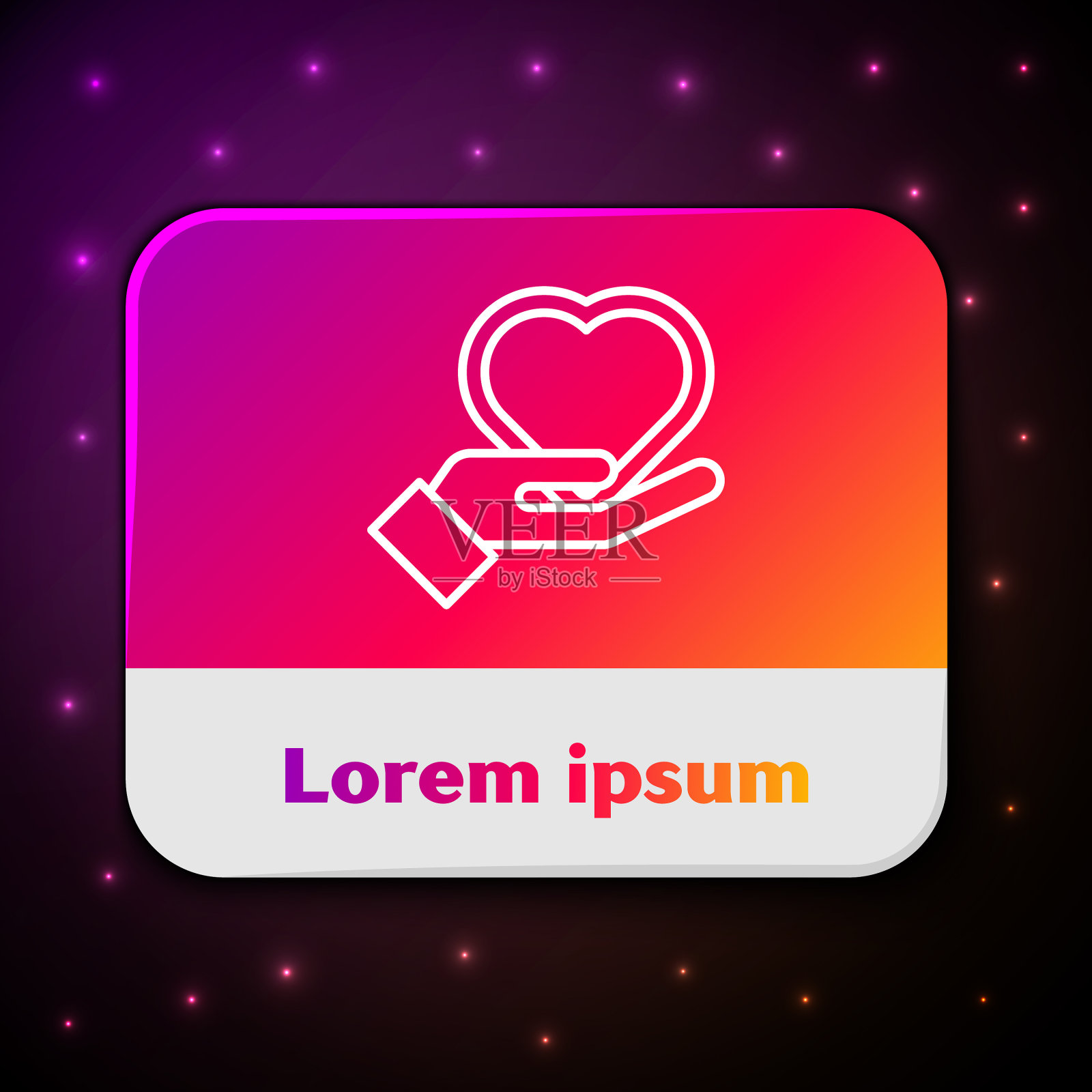 白色线心手图标孤立在黑色图标素材