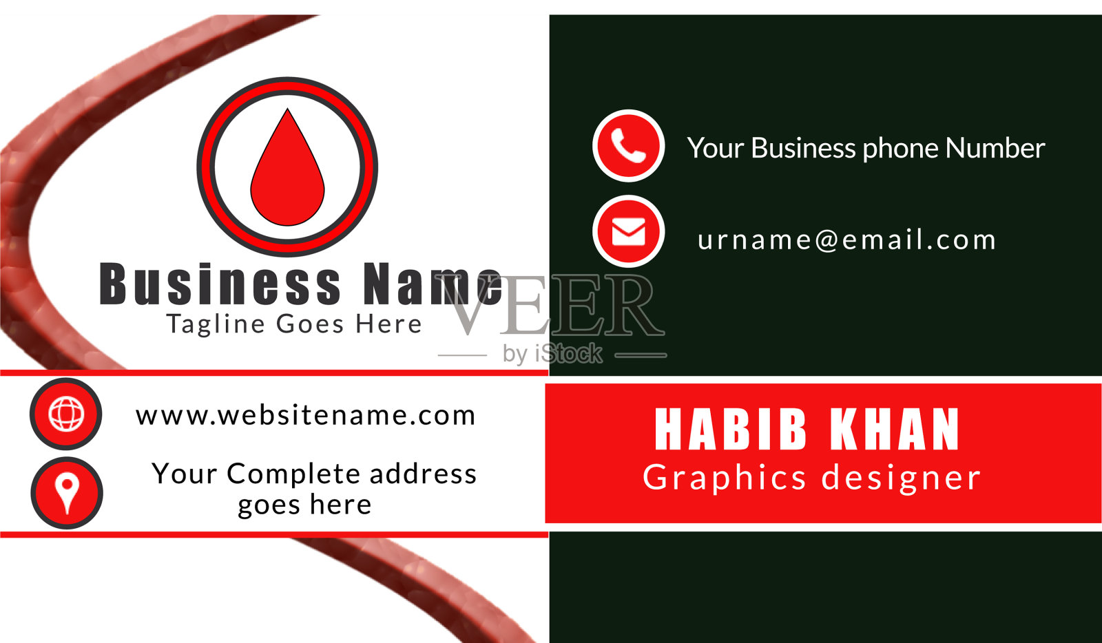 黑红白名片模板插画图片素材