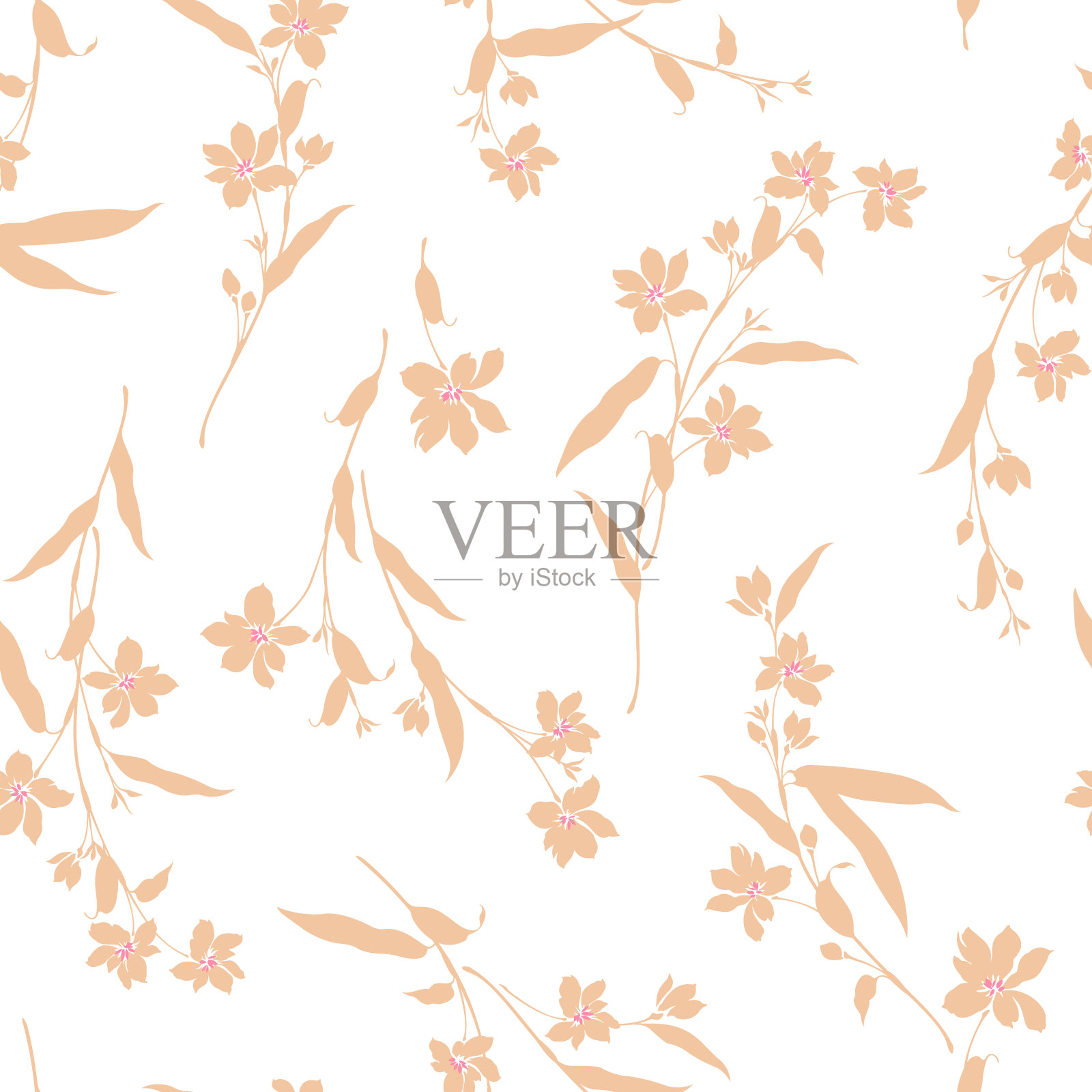 无缝矢量图案的美丽花朵，插画图片素材