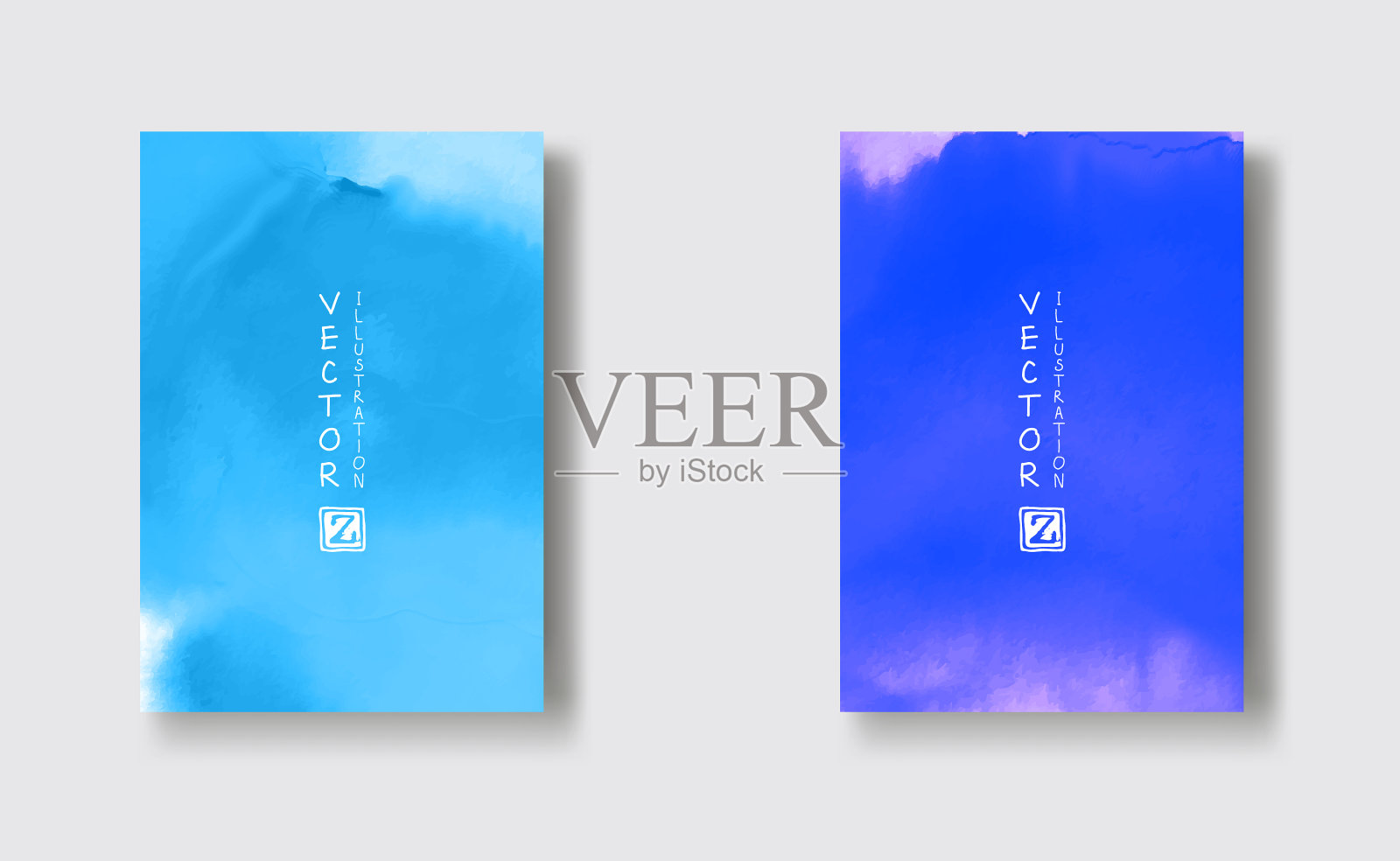 卡片与手绘水彩背景设置插画图片素材