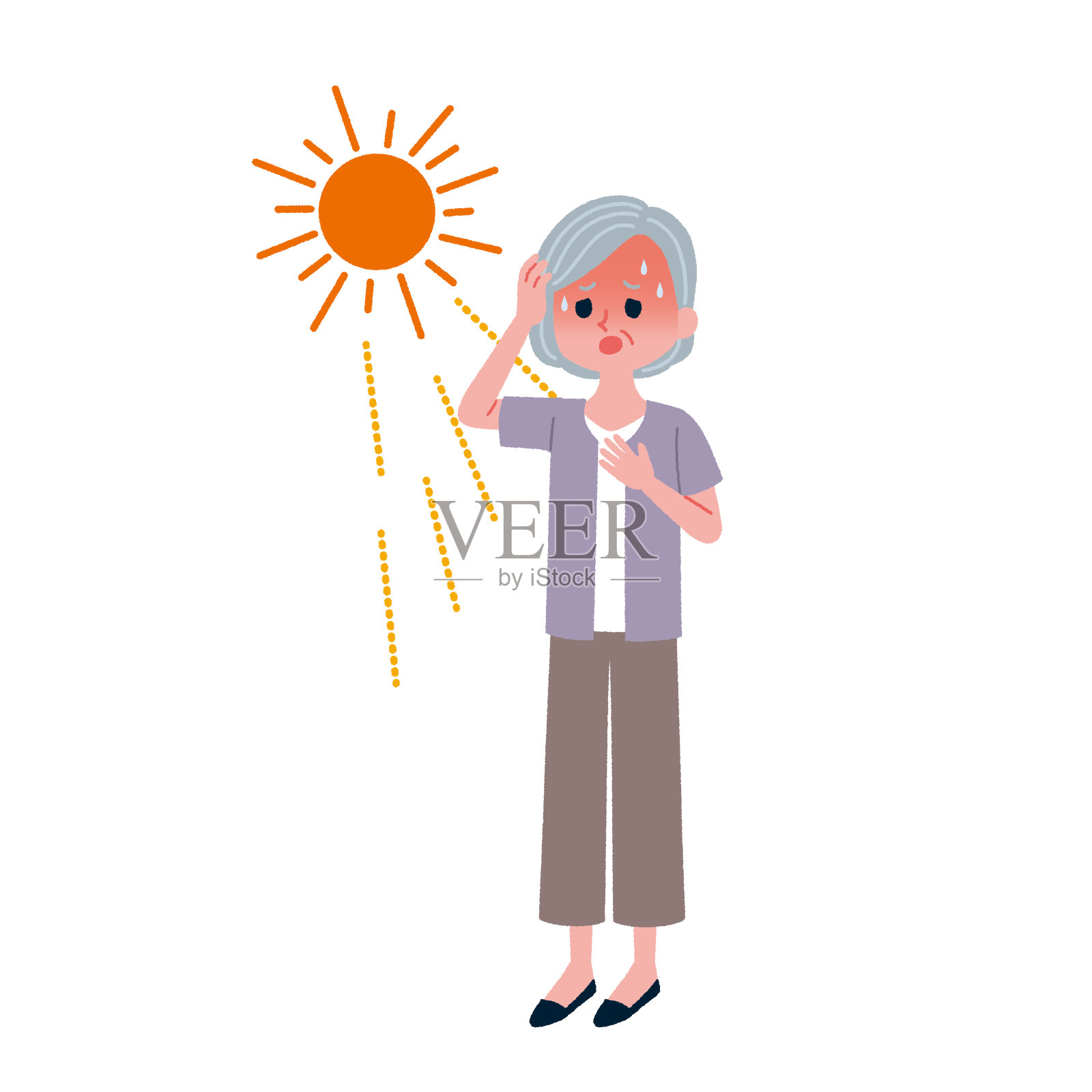 中暑的祖母插画图片素材