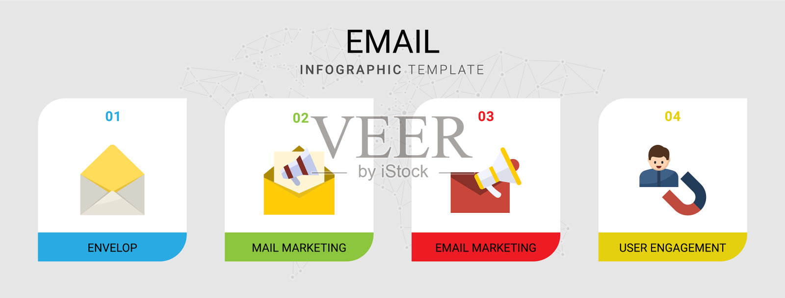 4电子邮件平面图标设置孤立的信息图表图标素材