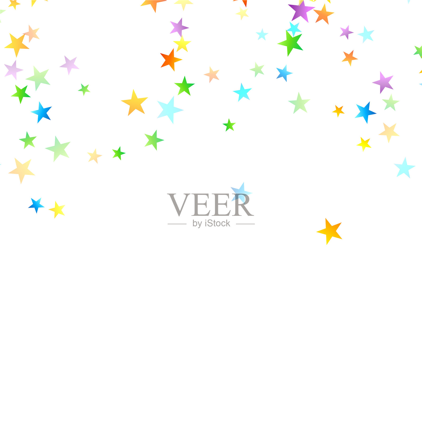 彩虹喜庆五彩缤纷，星光飘洒插画图片素材