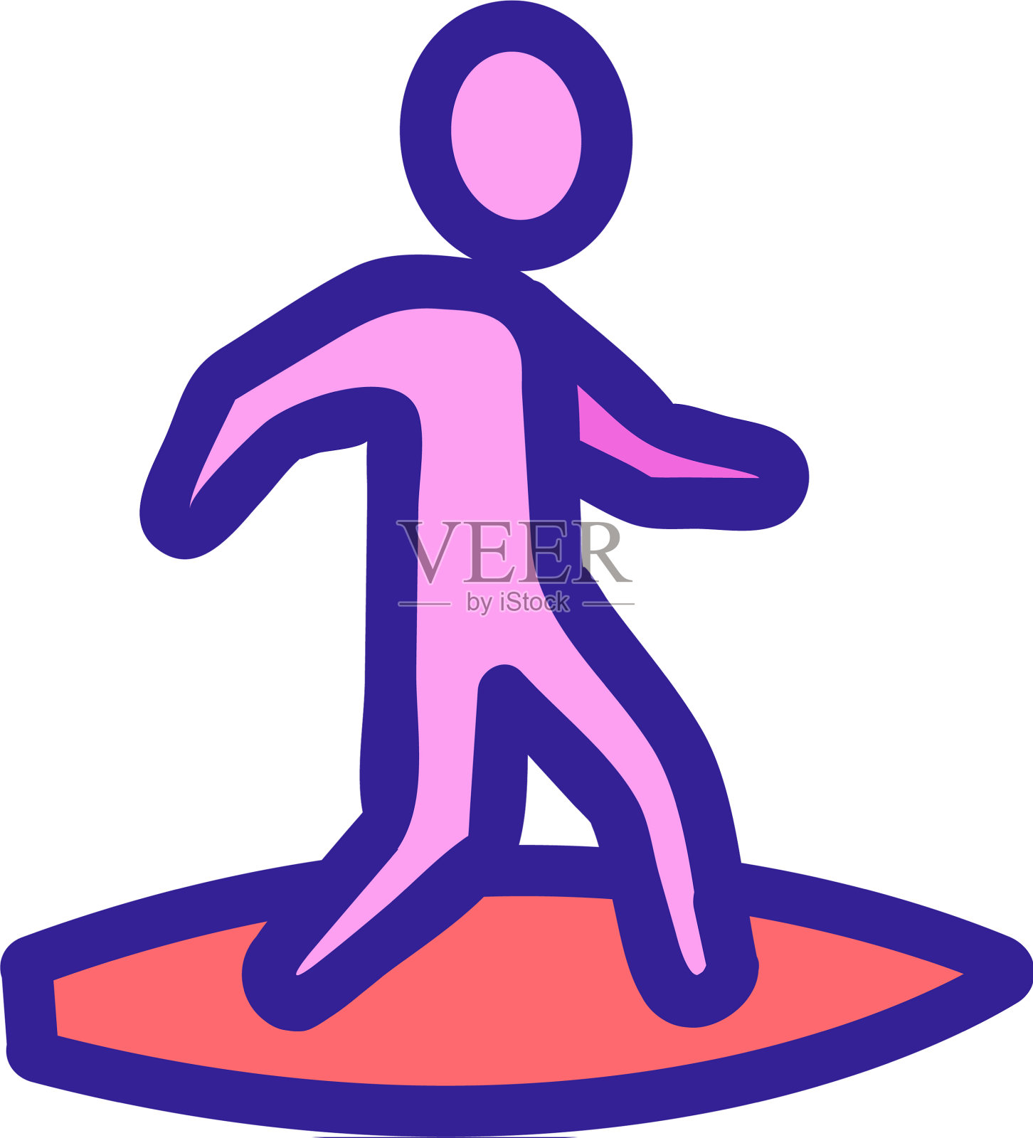 冲浪板海滩图标孤立轮廓设计元素图片