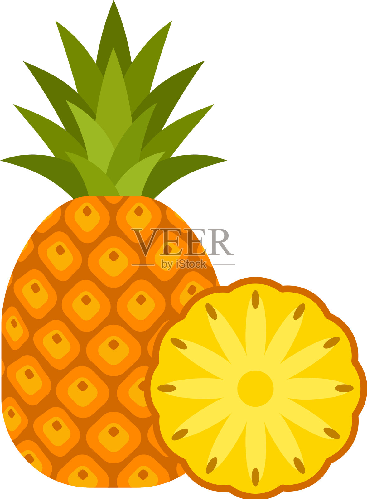 菠萝在白色的背景孤立设计元素图片