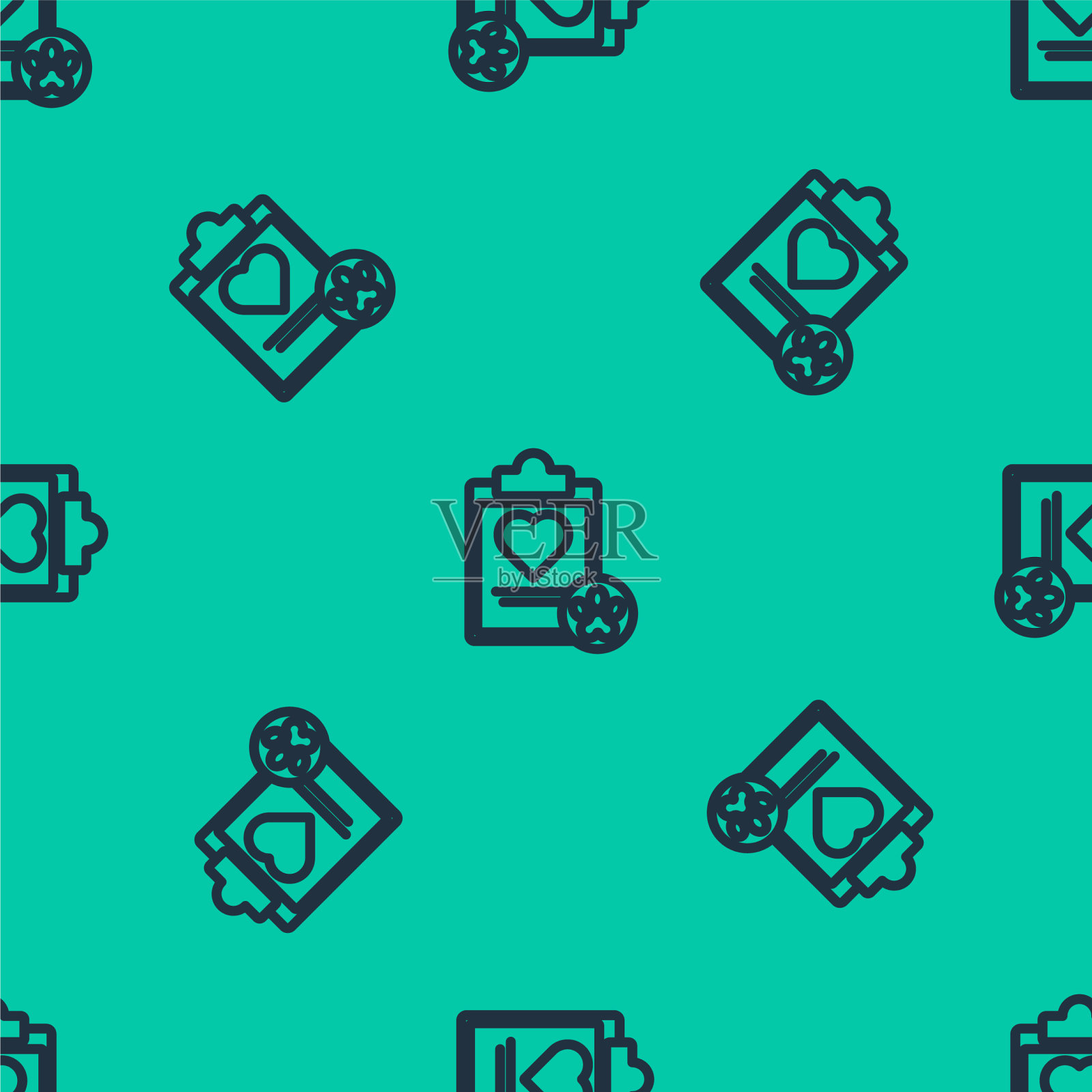 有医疗临床记录的蓝线剪贴板插画图片素材