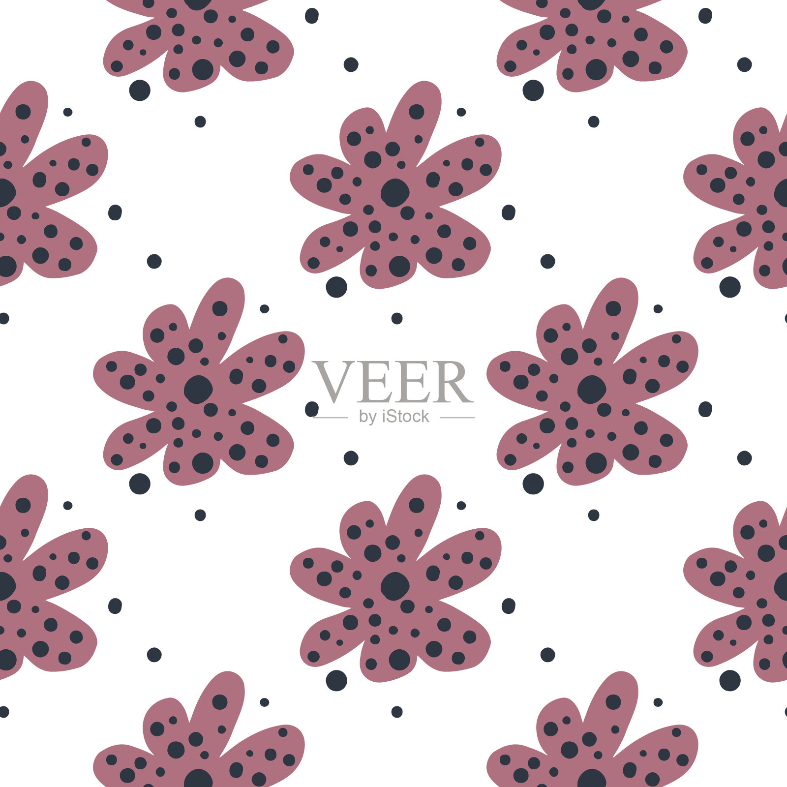 摘花芽雏菊无缝图案，白色背景。可爱的涂鸦花卉无尽的墙纸。装饰的背景插画图片素材