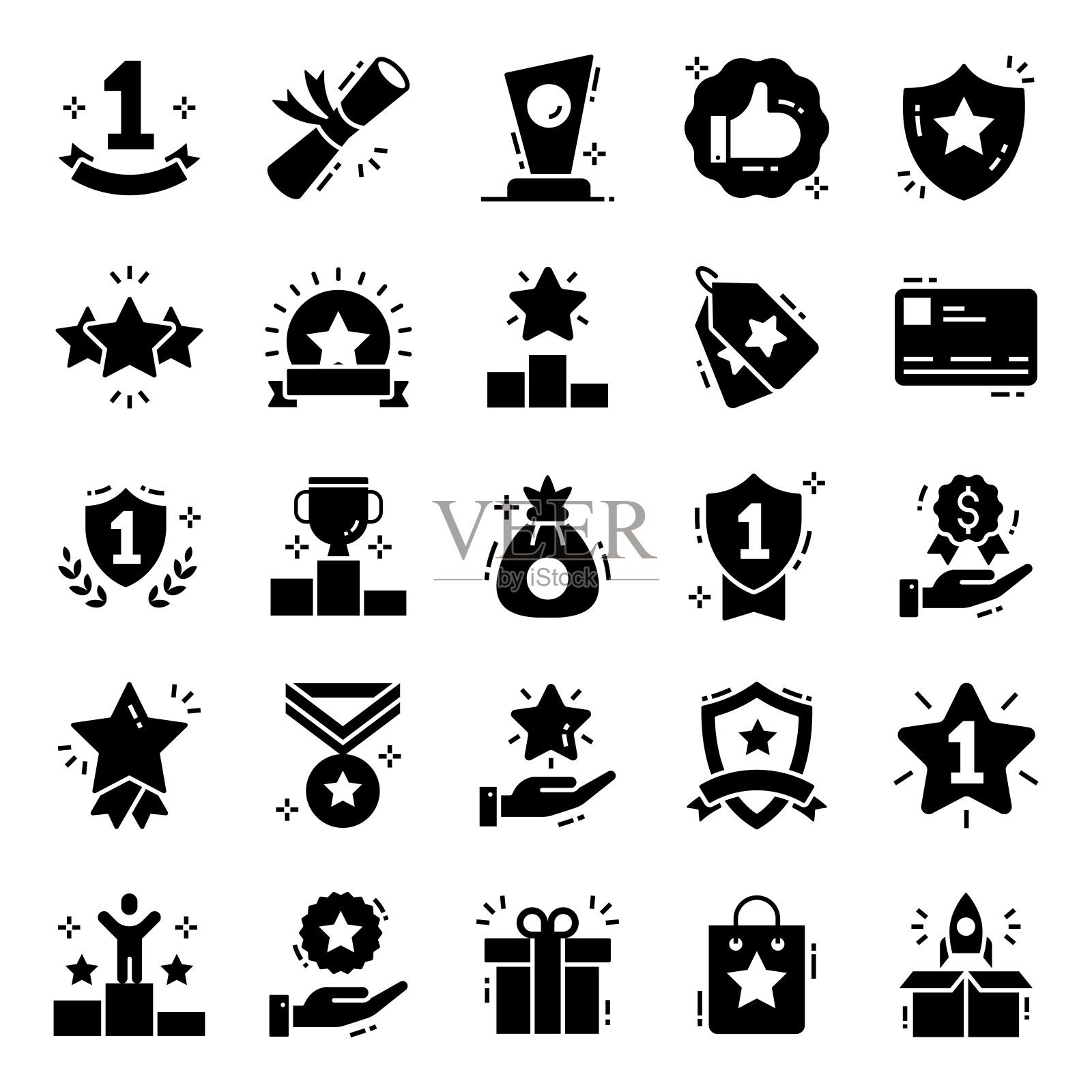 现代风格的成功奖励和奖章插画图片素材