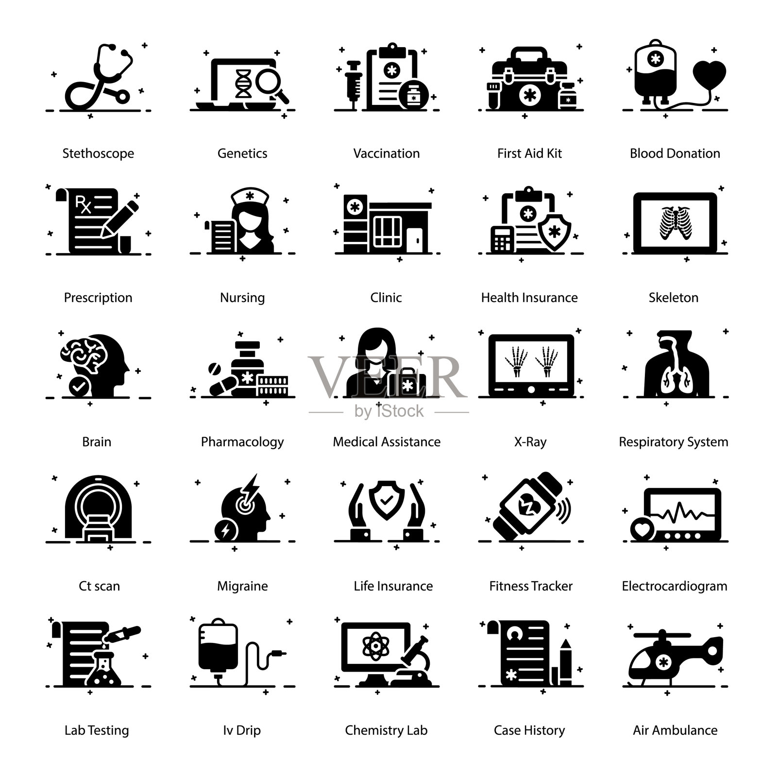 医疗字形图标包插画图片素材