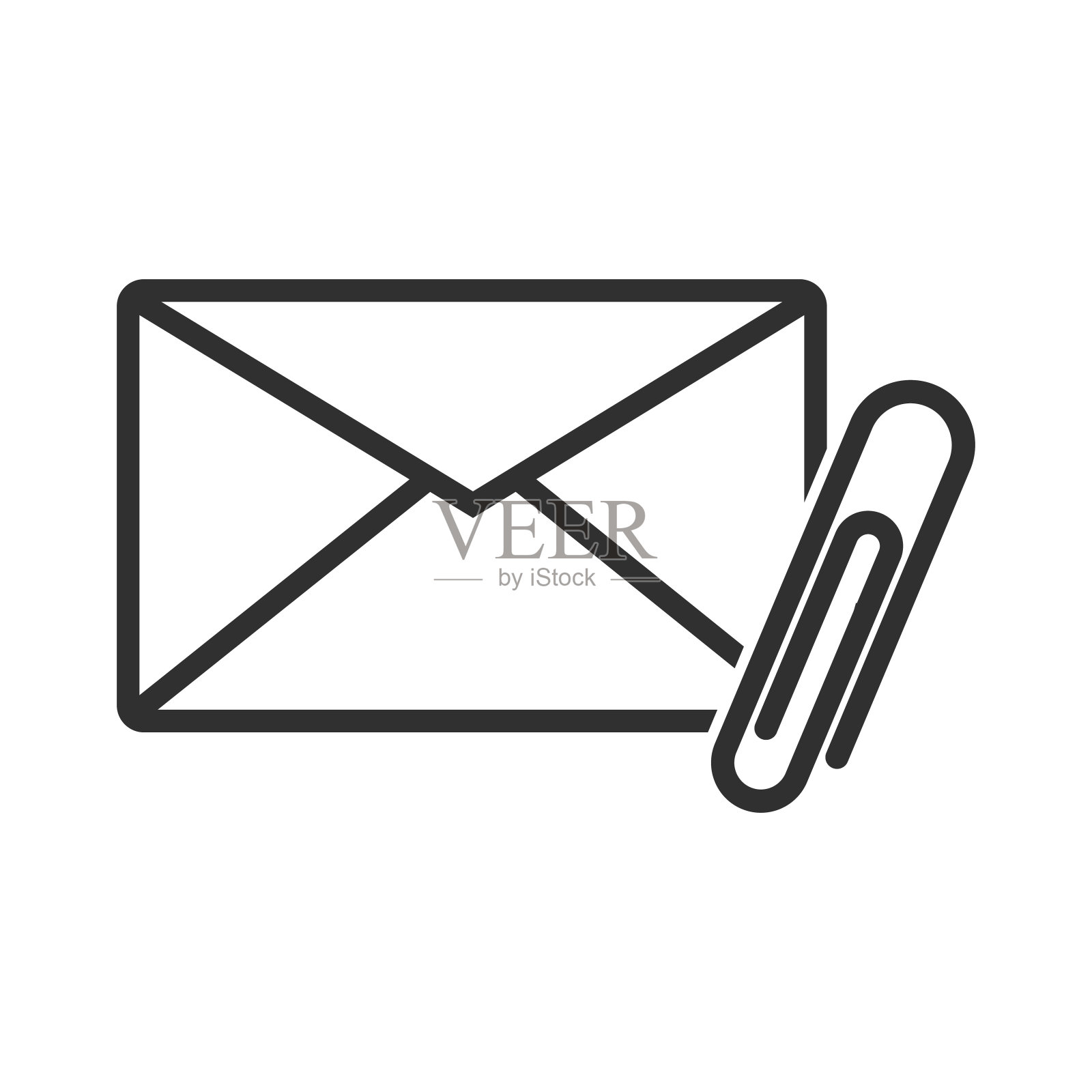 白色便条纸与回形针图标孤立在白色背景。矢量插图。图标素材