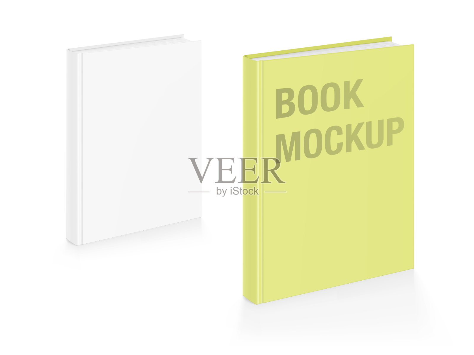 高度逼真的空白封面书孤立在白色背景模板。插画图片素材