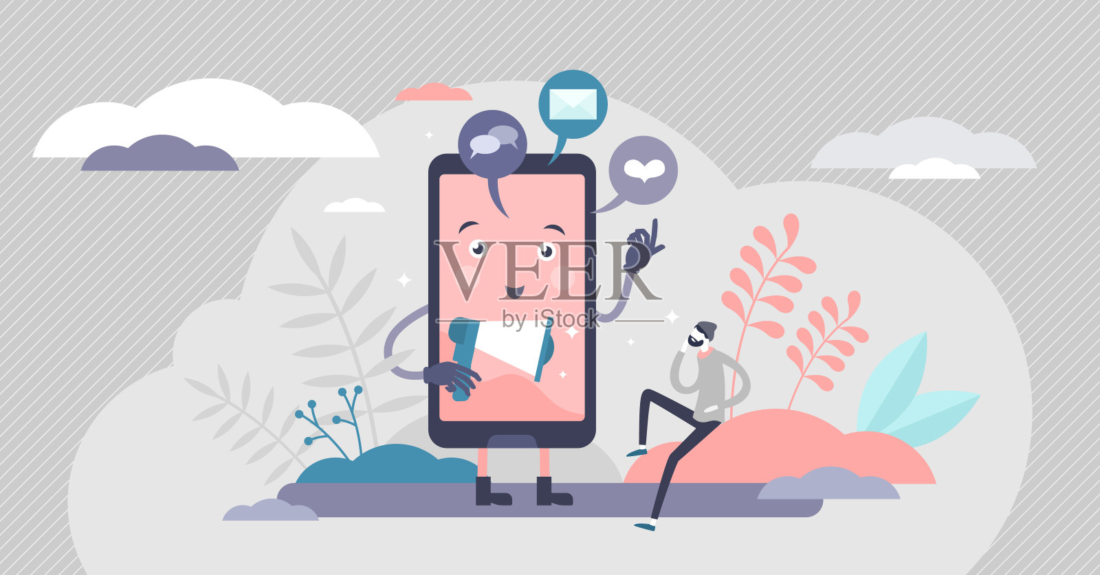 在线分心矢量图。通知小人概念。插画图片素材