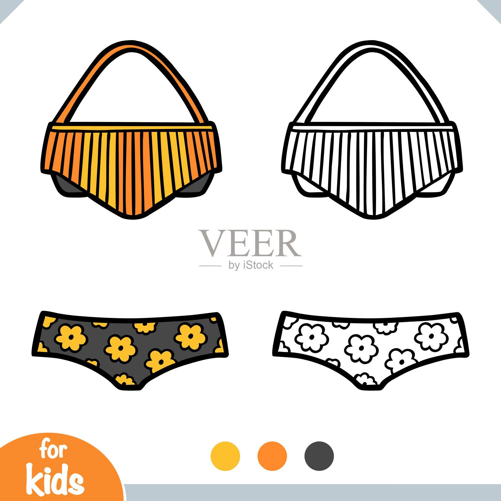 涂色书，边缘比基尼设计元素图片