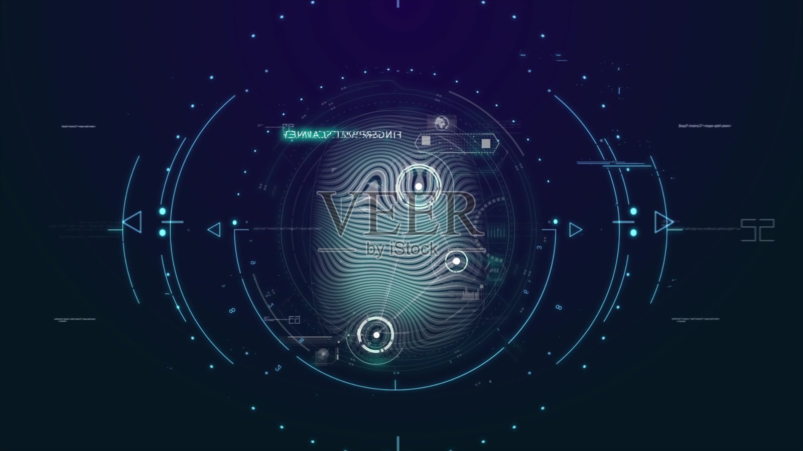 指纹背景，安全互联网概念。4k循环背景的互联网安全和技术。身份验证，屏幕指纹扫描，安全检查，护照控制。插画图片素材