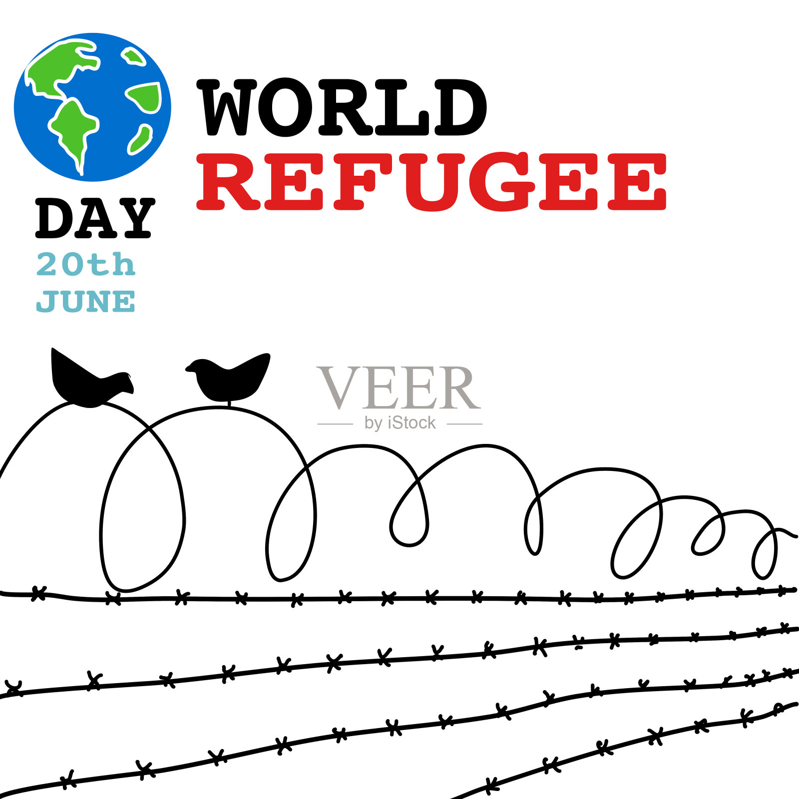 世界难民日手绘卡通矢量插画图片素材