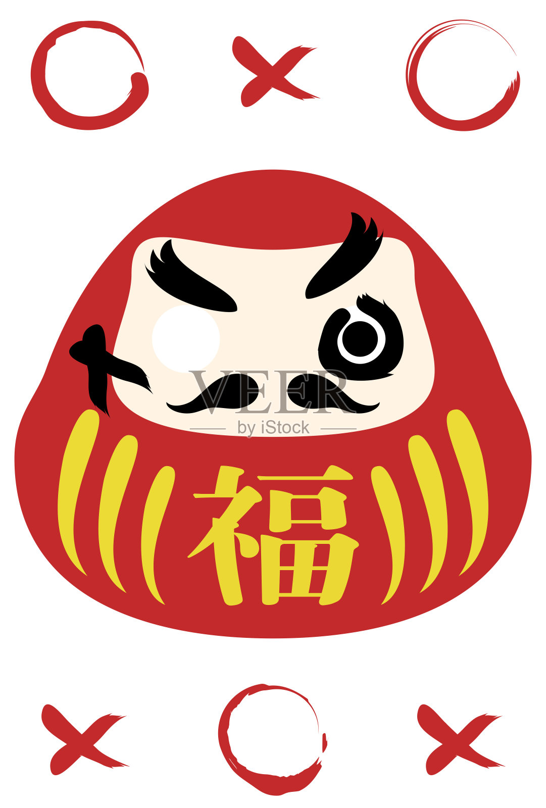 贺年卡材料:达摩矢量插图插画图片素材