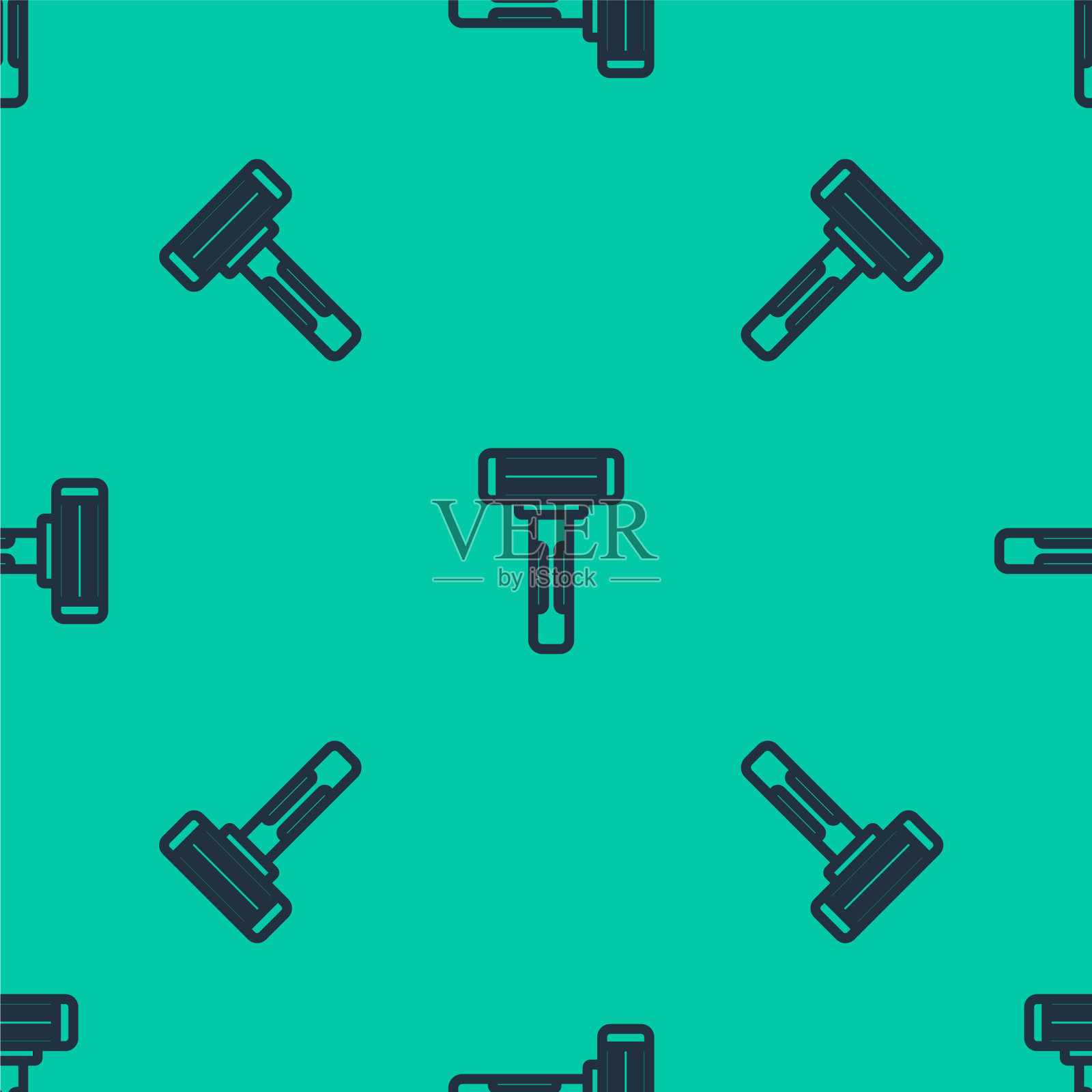 蓝线剃须刀图标隔离无缝插画图片素材