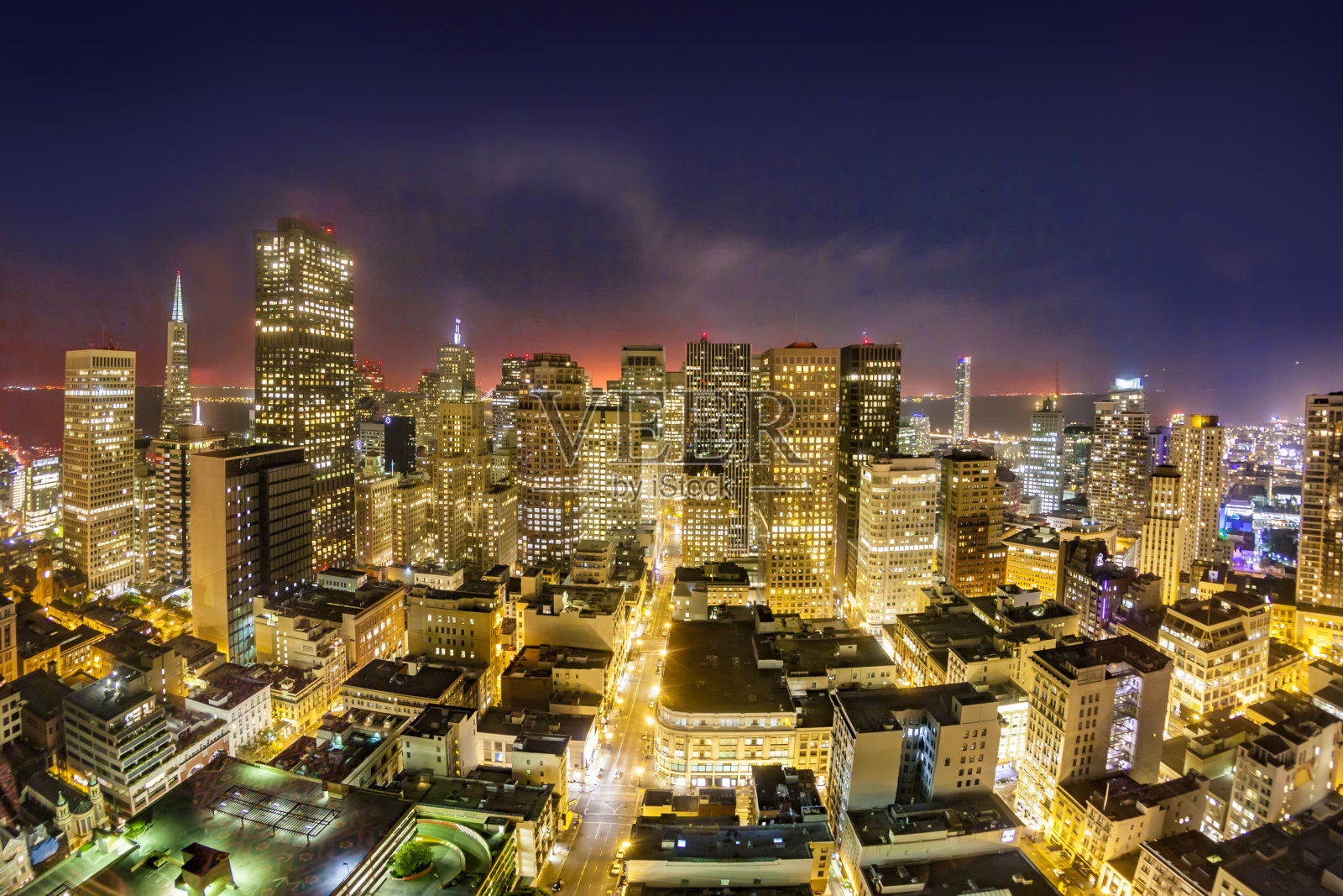 旧金山夜间的空中天线照片摄影图片