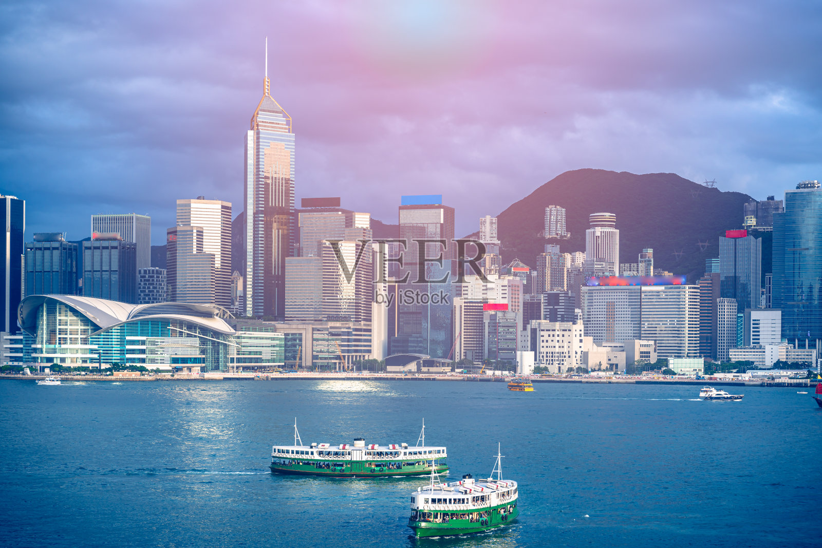 维多利亚港美景;香港的城市照片摄影图片