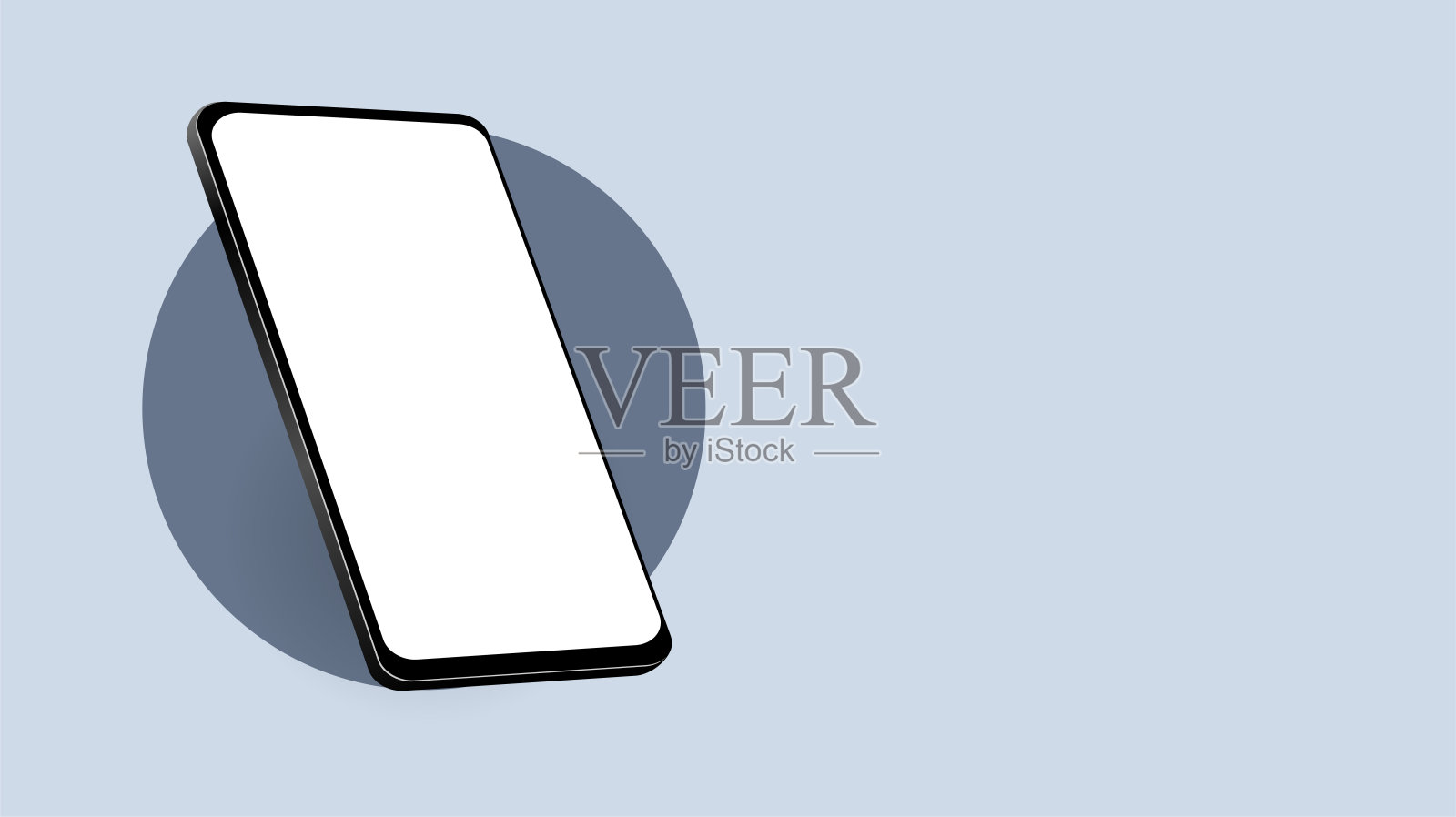 手机手机模型与空白屏幕设计简单孤立的背景。最小的风格。等距的视角。矢量插图。设计元素图片