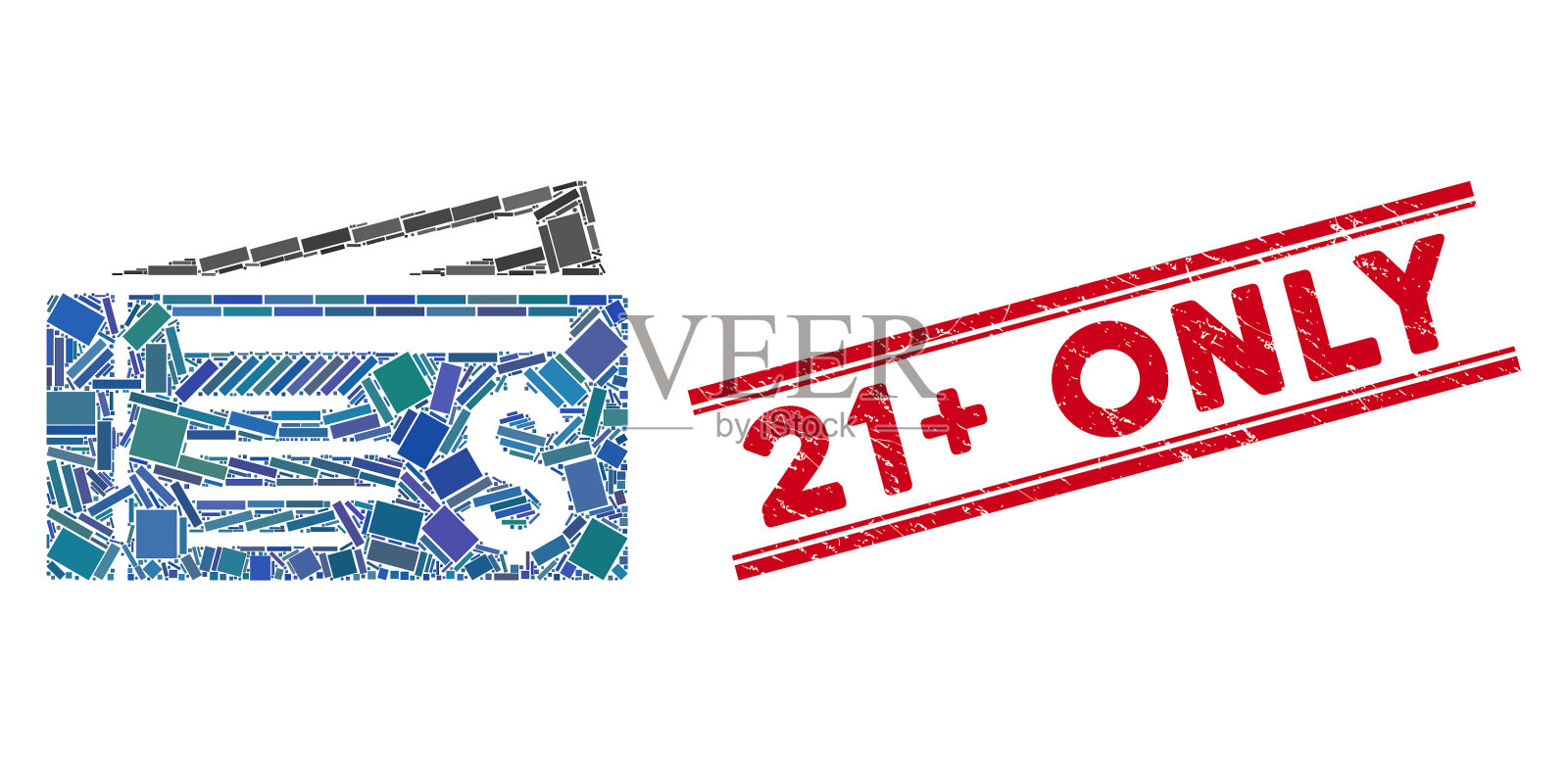 门票马赛克和垃圾摇滚21加上只有印章插画图片素材