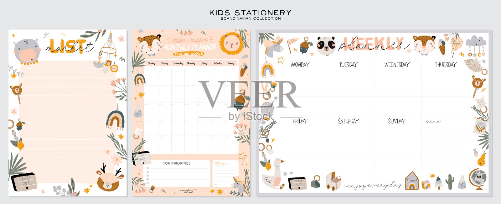 时尚的斯堪的纳维亚浴室内饰-坐浴盆，水龙头，浴缸，马桶，水槽，家居装饰。插画图片素材